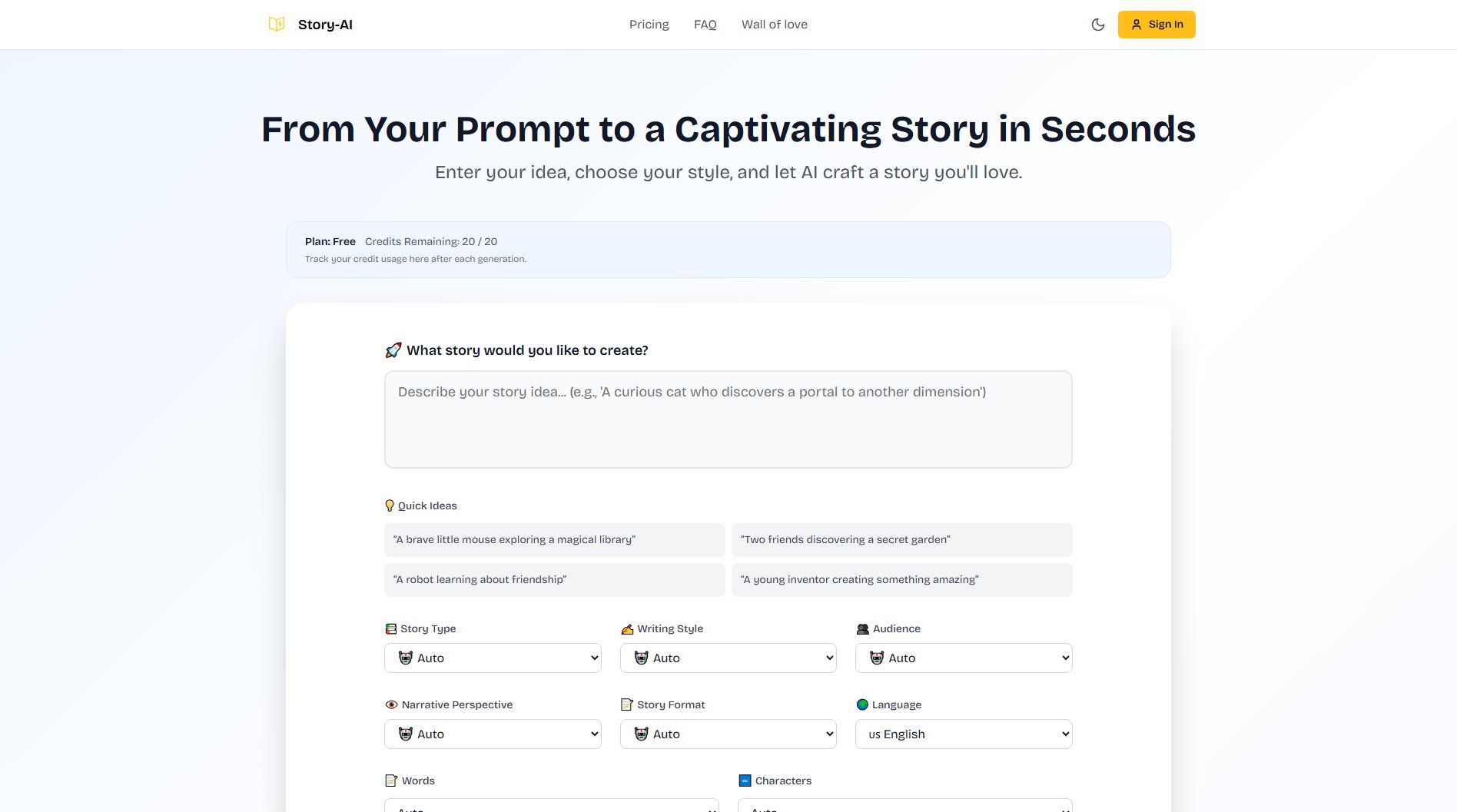 Story-AI Story-AI Interface & Screenshots