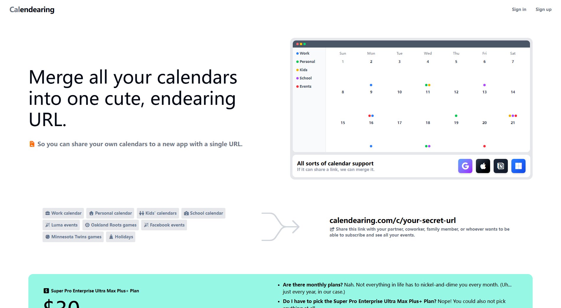 Calendearing Calendearing Interface & Screenshots