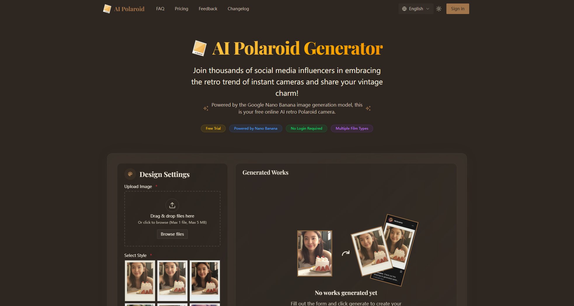 Free AI Polaroid Generator Free AI Polaroid Generator Interface & Screenshots
