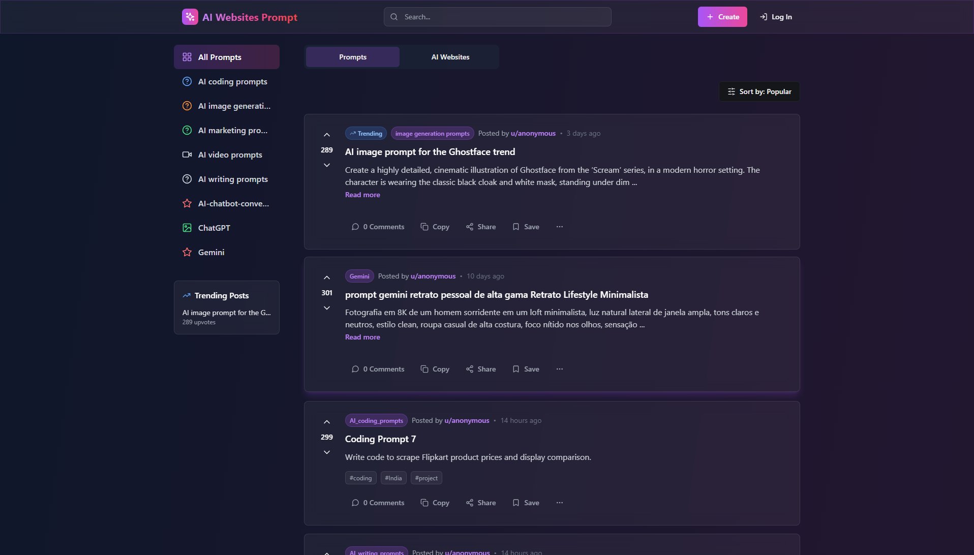 AI Websites Prompt AI Websites Prompt Interface & Screenshots