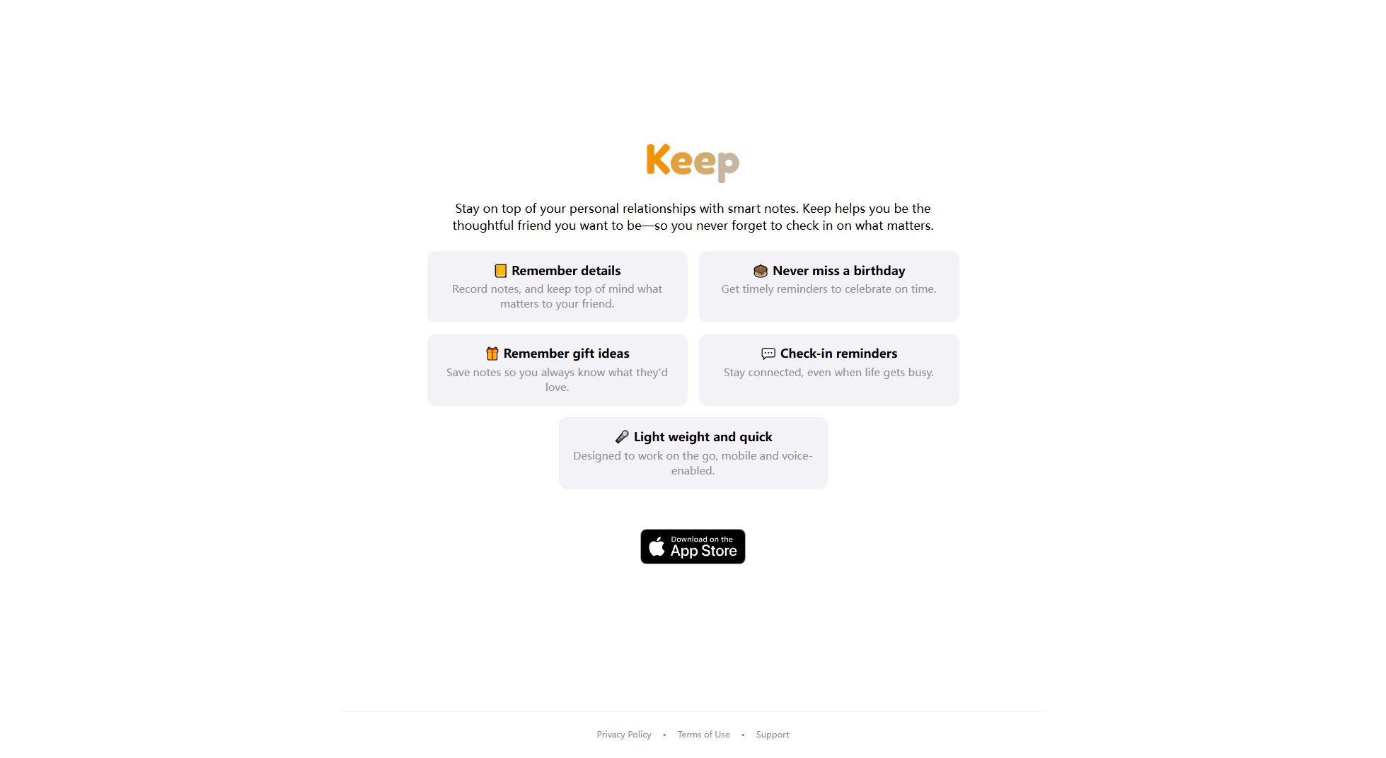 Keep – Relationship Notes & CRM Keep – Relationship Notes & CRM Interface & Screenshots