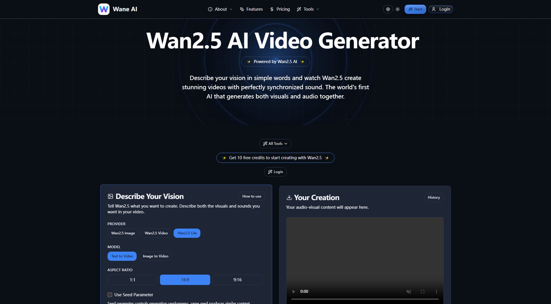 Wan2.5 AI Video Generator Wan2.5 AI Video Generator Interface & Screenshots