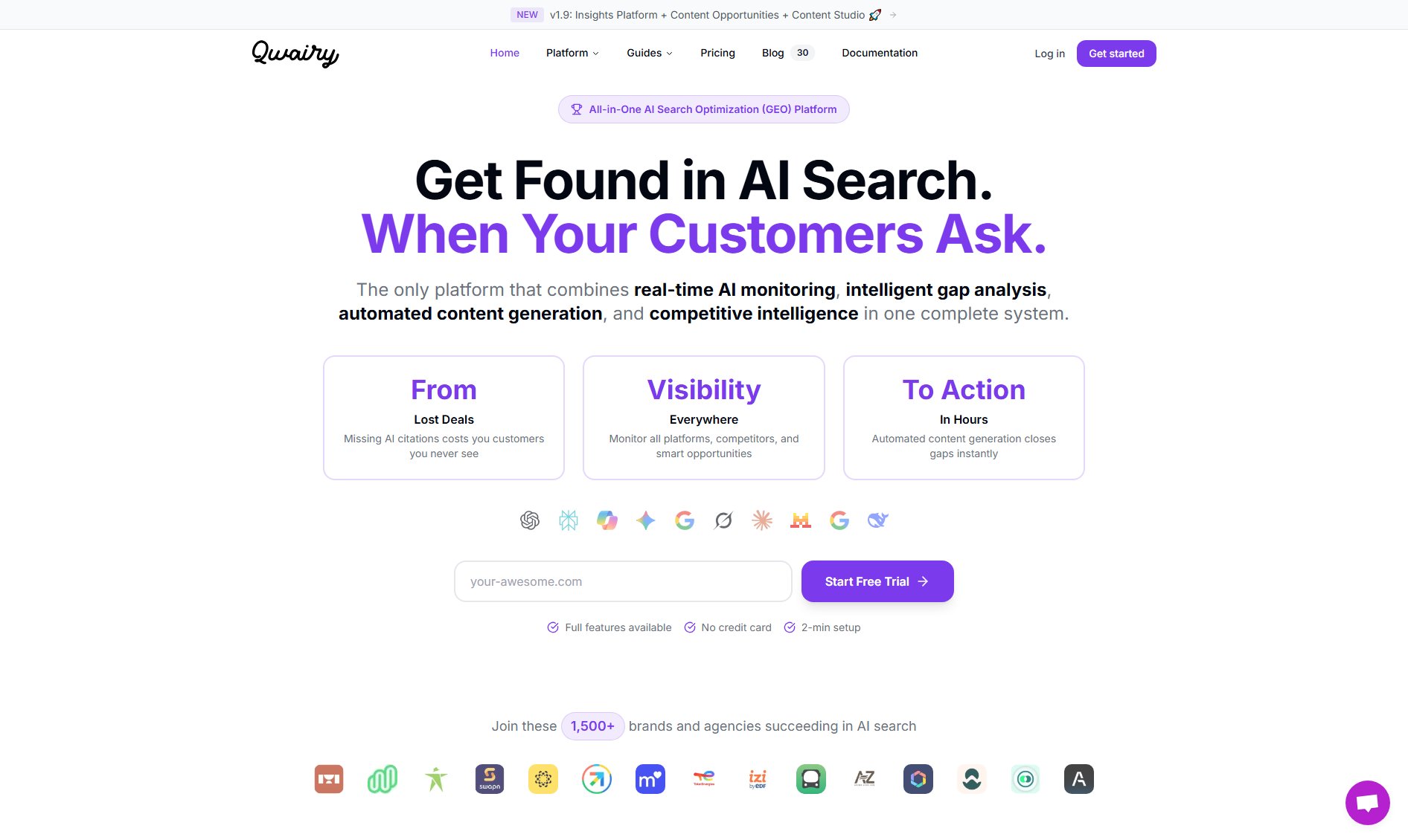Qwairy Qwairy Interface & Screenshots Qwairy Qwairy Interface & Screenshots