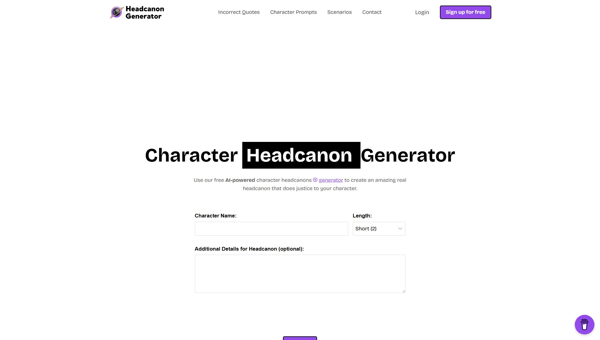 Character Headcanon Generator Character Headcanon Generator Interface & Screenshots
