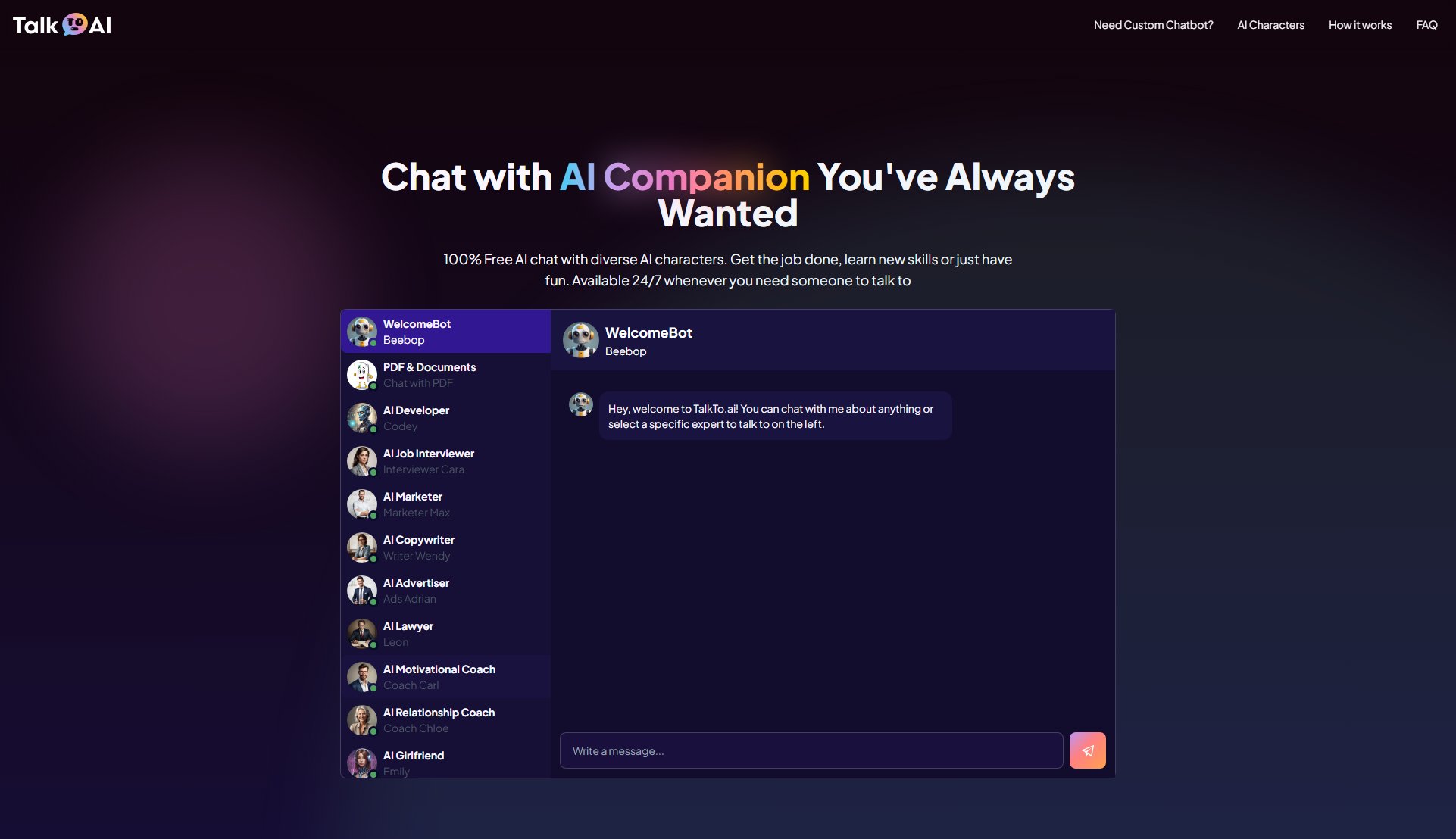 TalkTo.ai TalkTo.ai Interface & Screenshots TalkTo.ai TalkTo.ai Interface & Screenshots