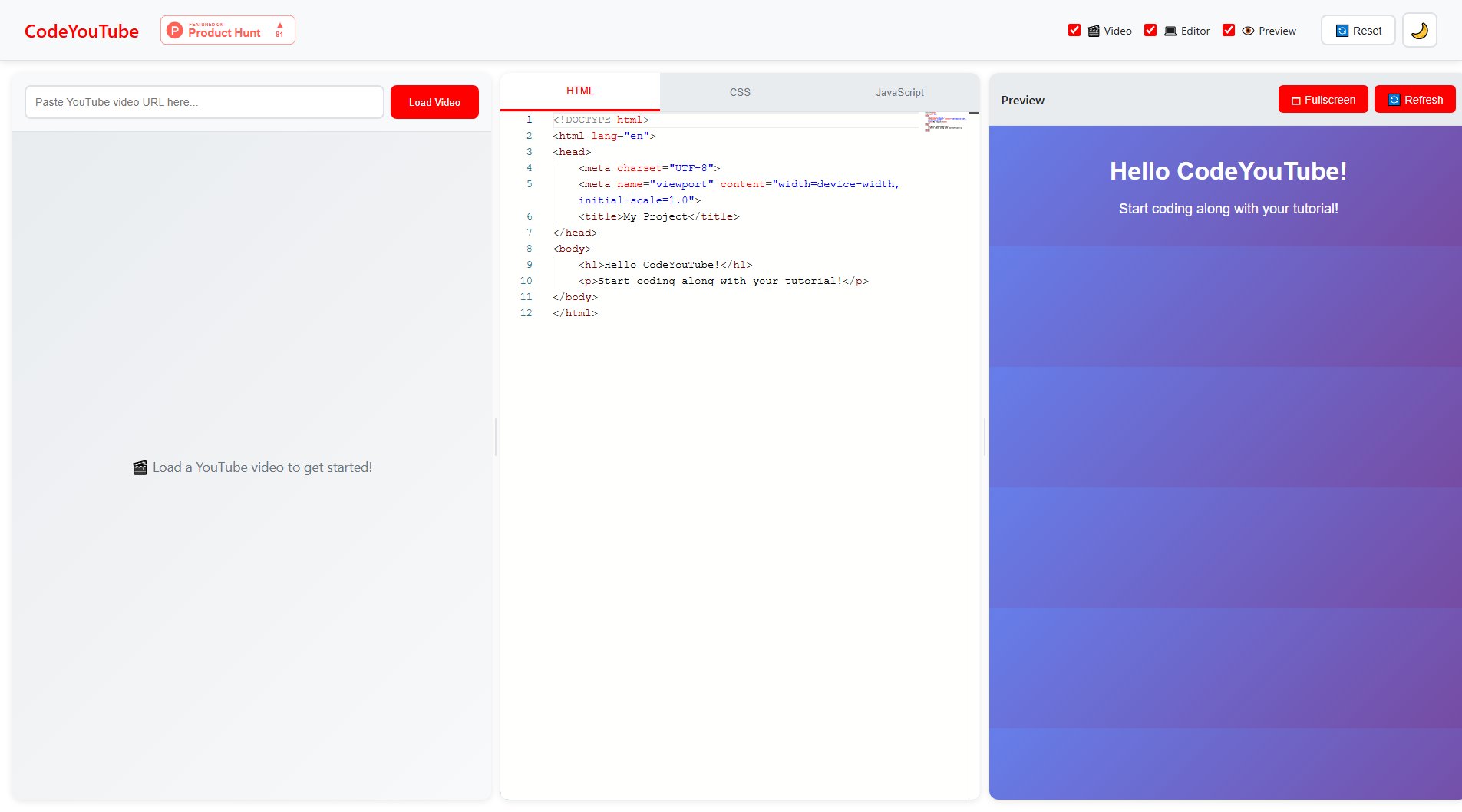 CodeYouTube CodeYouTube Interface & Screenshots