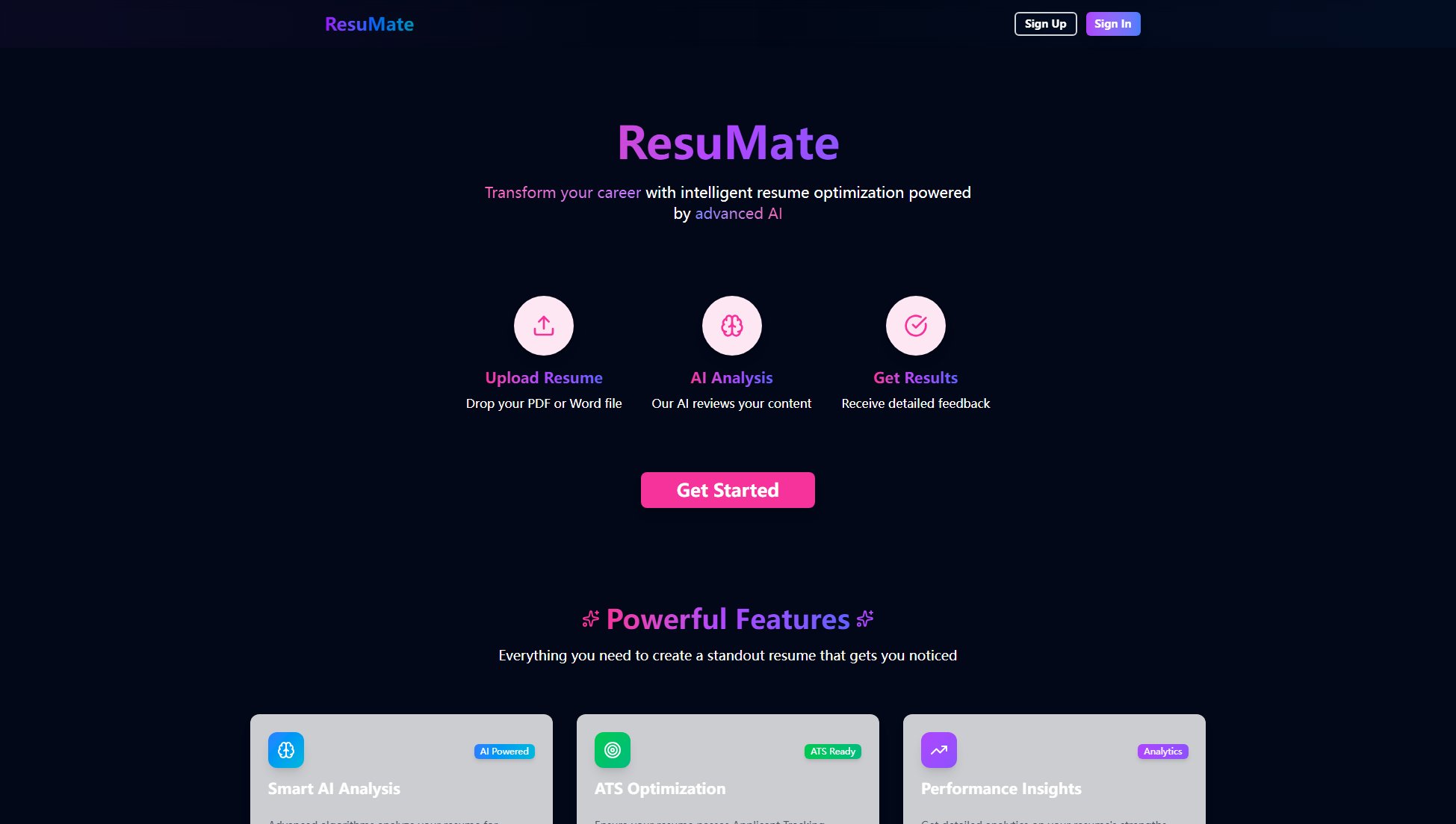 ResuMate ResuMate Interface & Screenshots