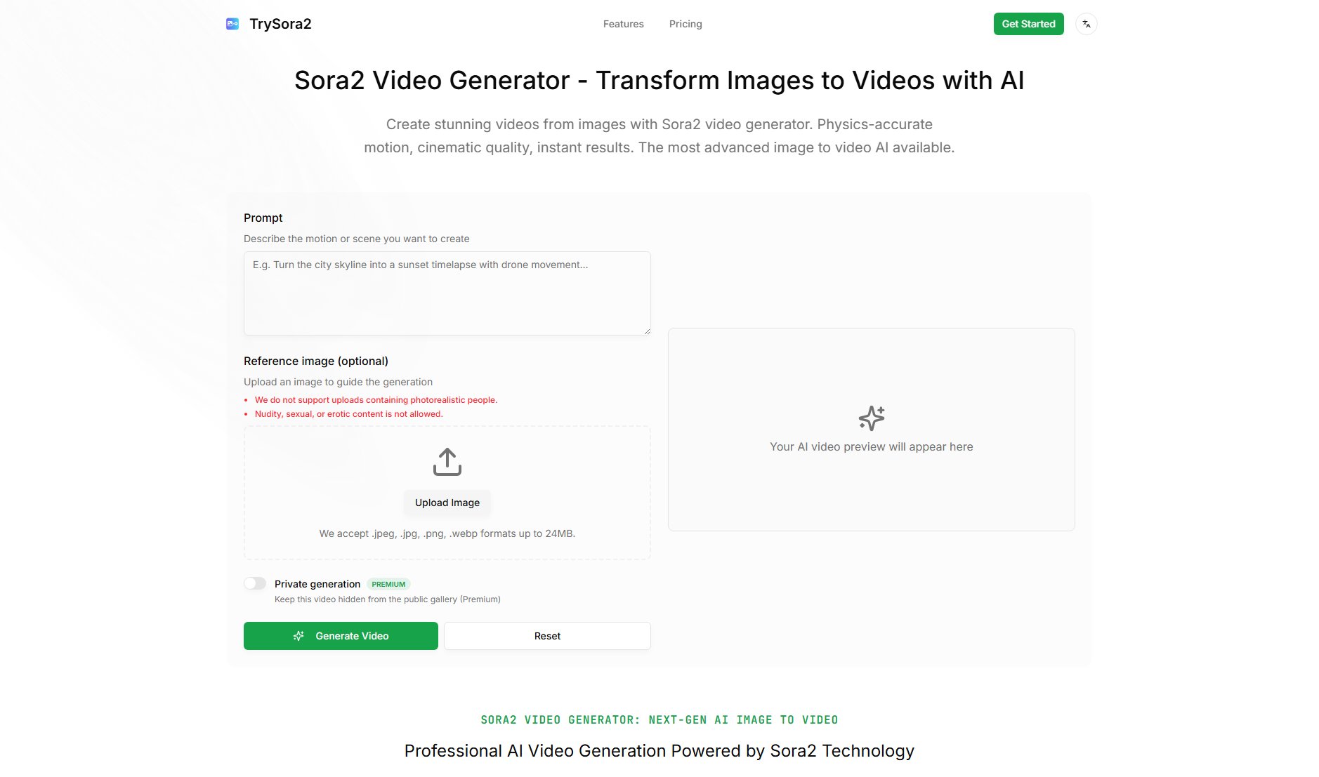 Sora2 Video Generator Sora2 Video Generator Interface & Screenshots