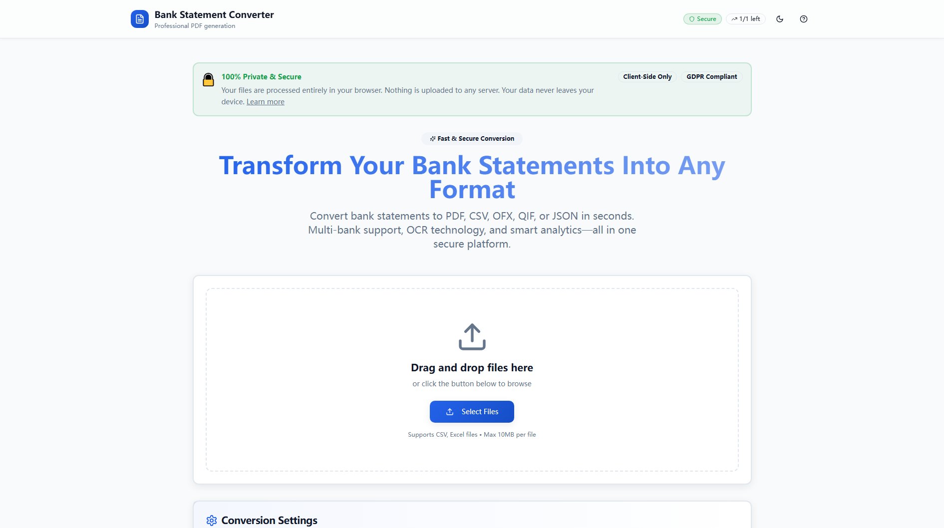 StatementConvertHub StatementConvertHub Interface & Screenshots