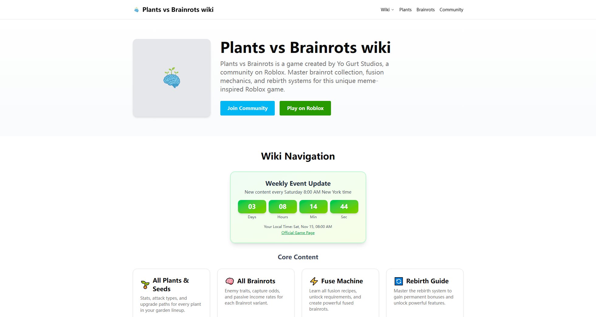 Plants vs Brainrots Wiki Plants vs Brainrots Wiki Interface & Screenshots