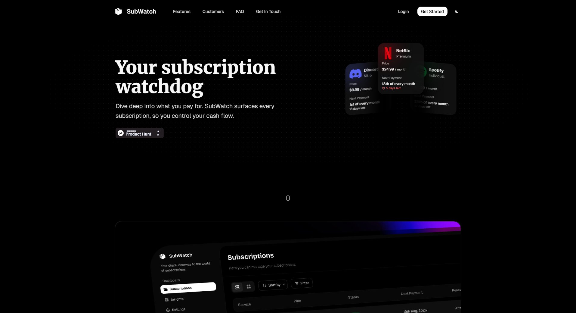 SubWatch SubWatch Interface & Screenshots
