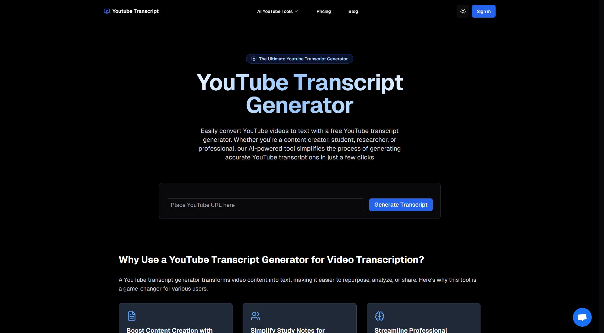 YouTube Transcript Generator YouTube Transcript Generator Interface & Screenshots
