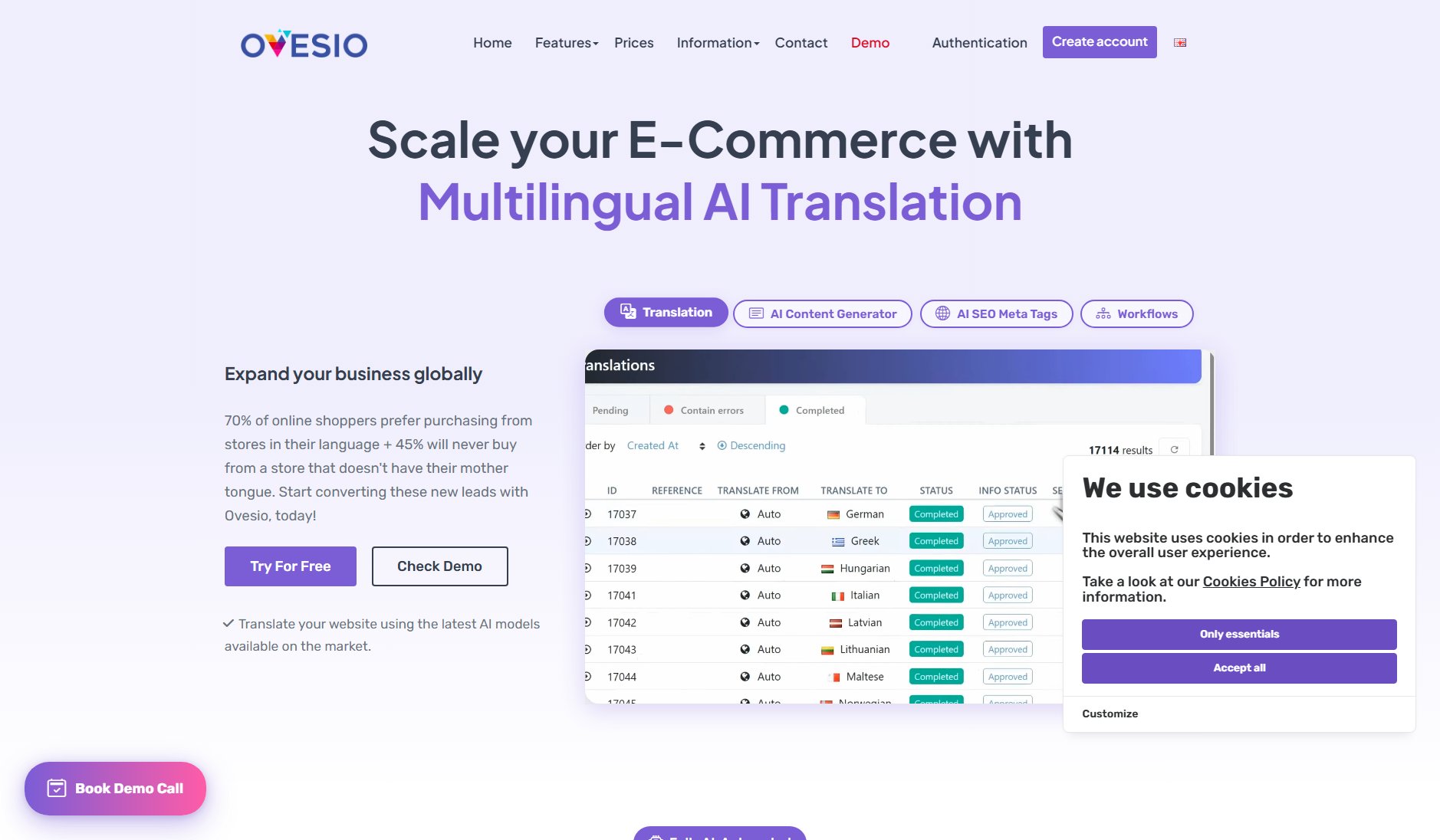 Ovesio Ovesio Interface & Screenshots