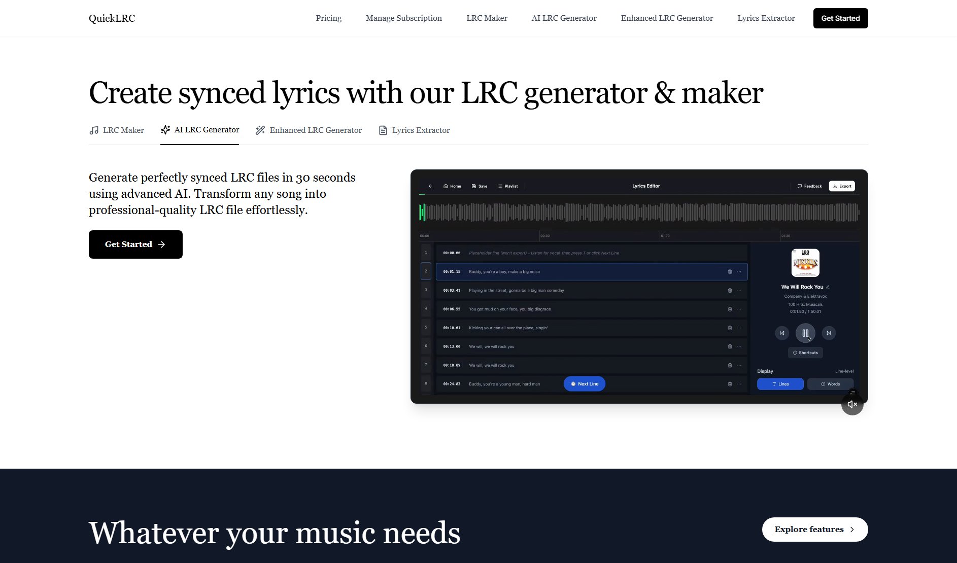 QuickLRC QuickLRC Interface & Screenshots