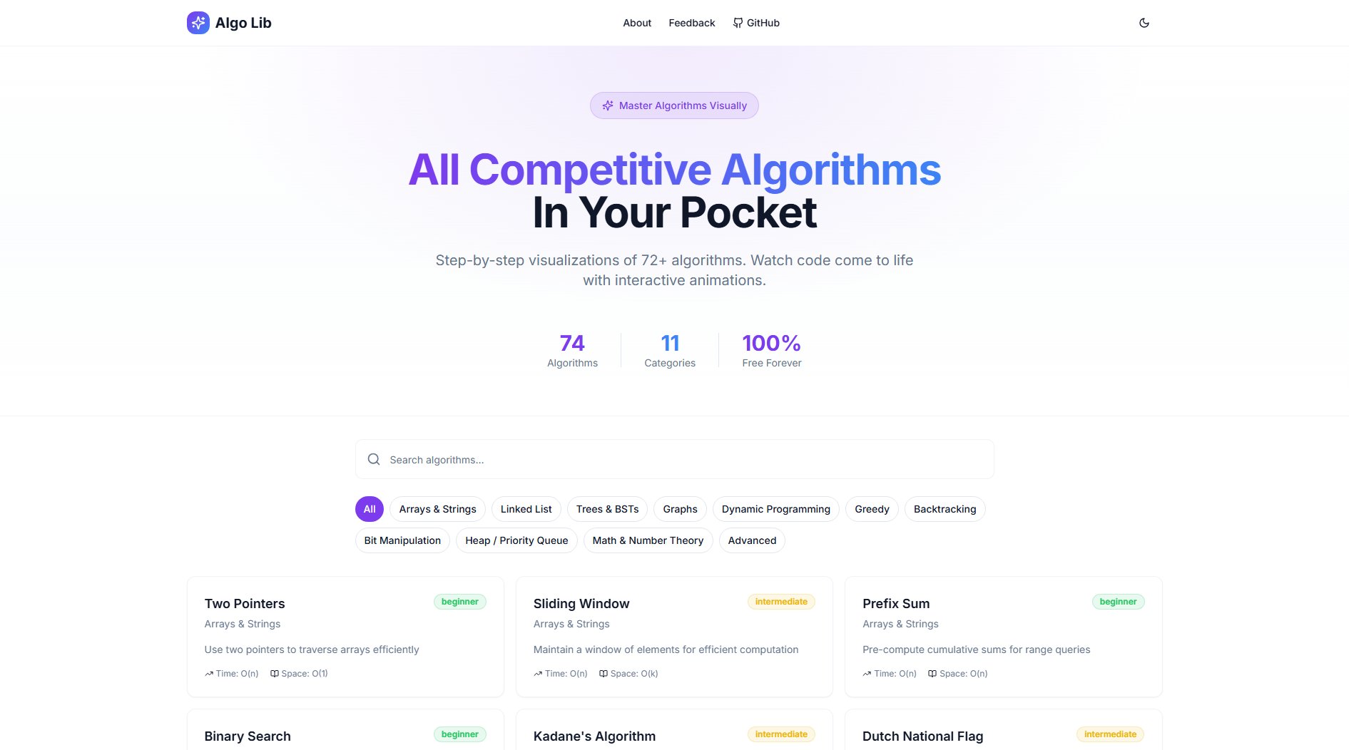 AlgoLib.io AlgoLib.io Interface & Screenshots AlgoLib.io AlgoLib.io Interface & Screenshots