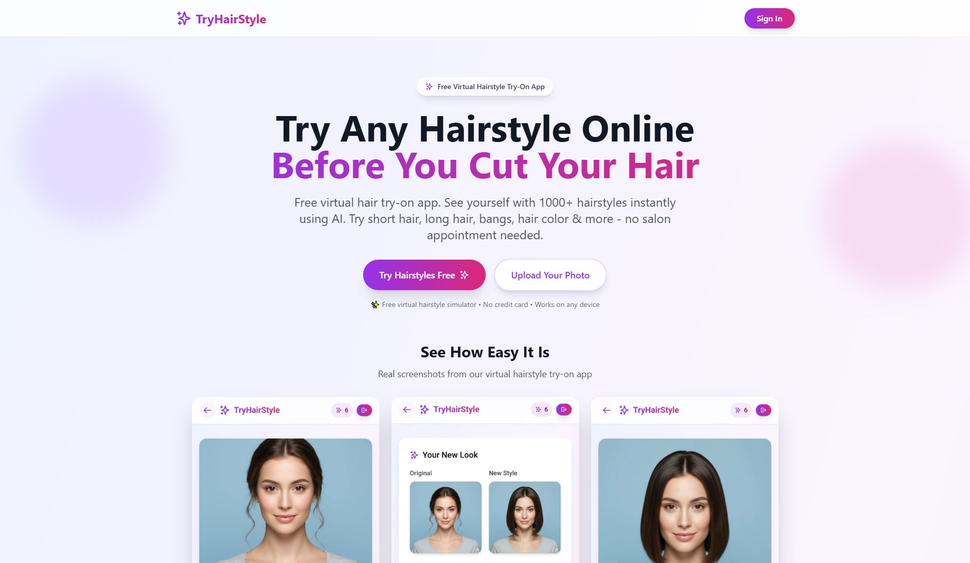TryHairStyle TryHairStyle Interface & Screenshots TryHairStyle TryHairStyle Interface & Screenshots