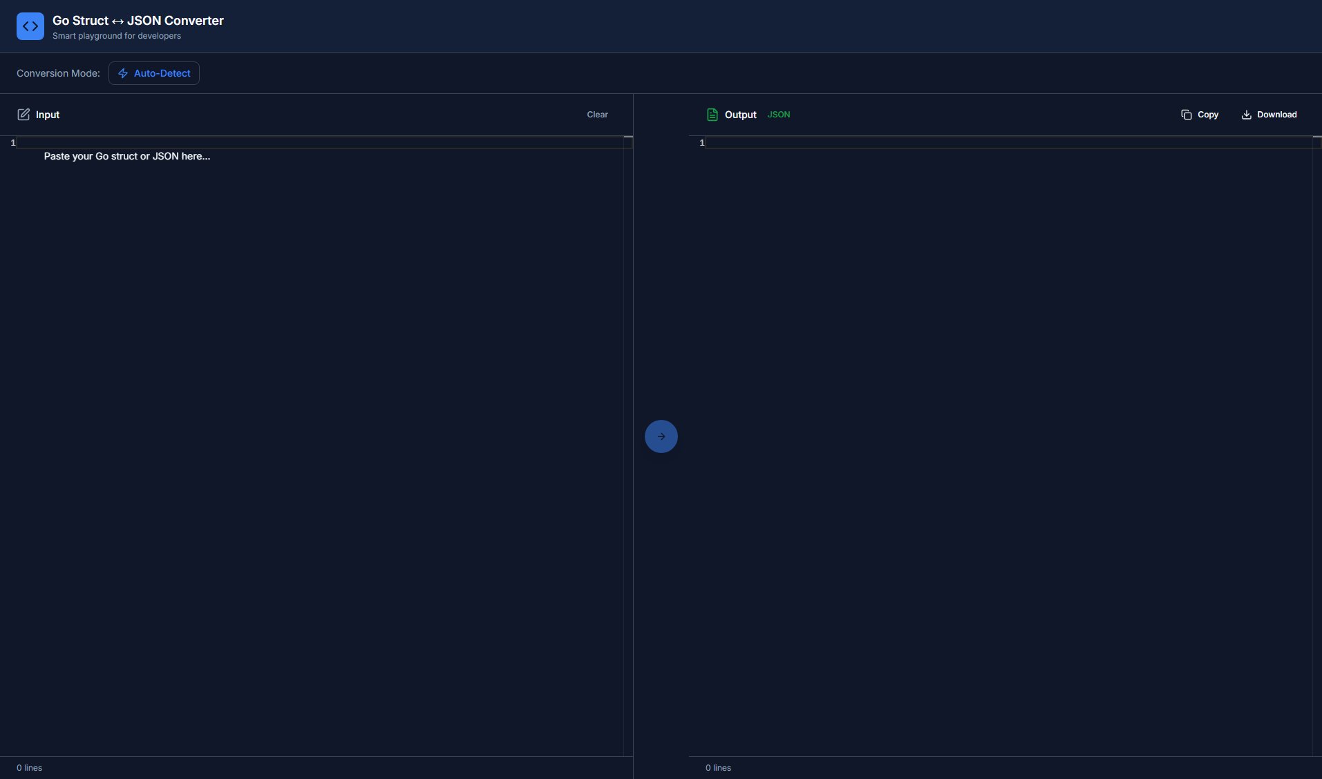 Go Struct to JSON Converter Go Struct to JSON Converter Interface & Screenshots