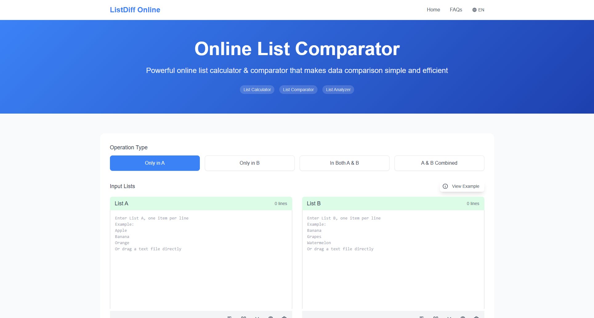 List Diff Online List Diff Online Interface & Screenshots List Diff Online List Diff Online Interface & Screenshots