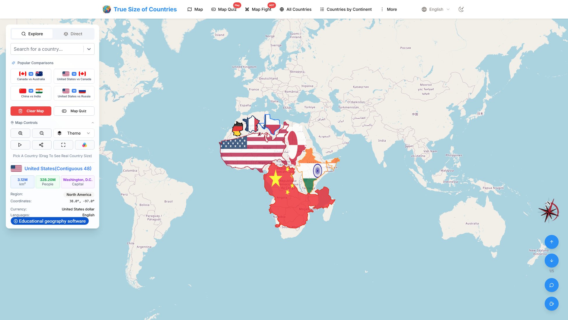 True Size of Countries True Size of Countries Interface & Screenshots True Size of Countries True Size of Countries Interface & Screenshots