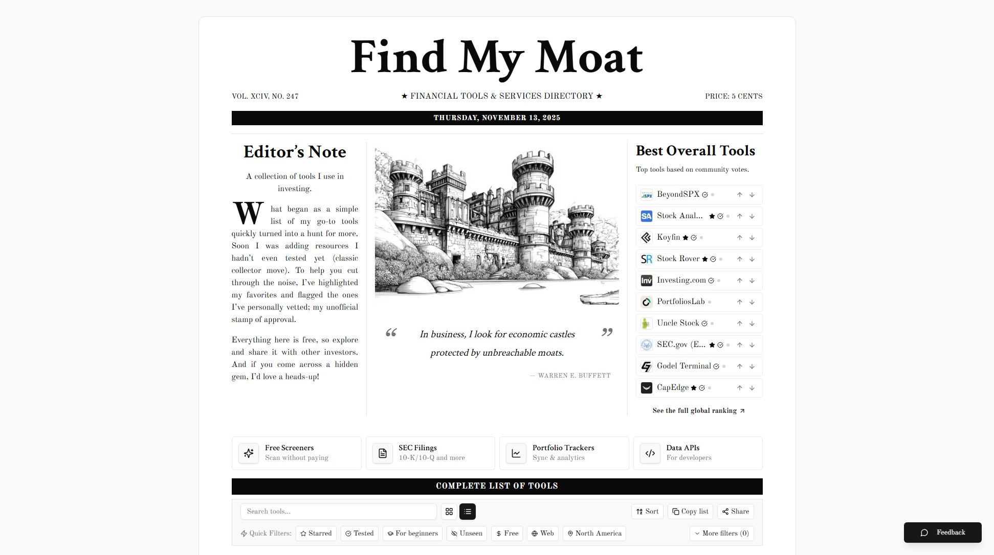 Find My Moat Find My Moat Interface & Screenshots