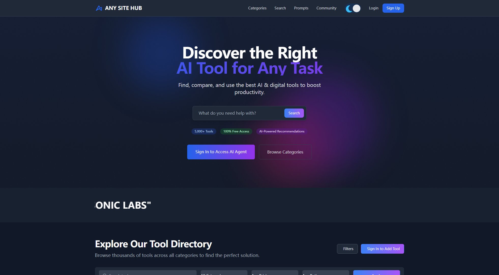 ANY SITE HUB ANY SITE HUB Interface & Screenshots