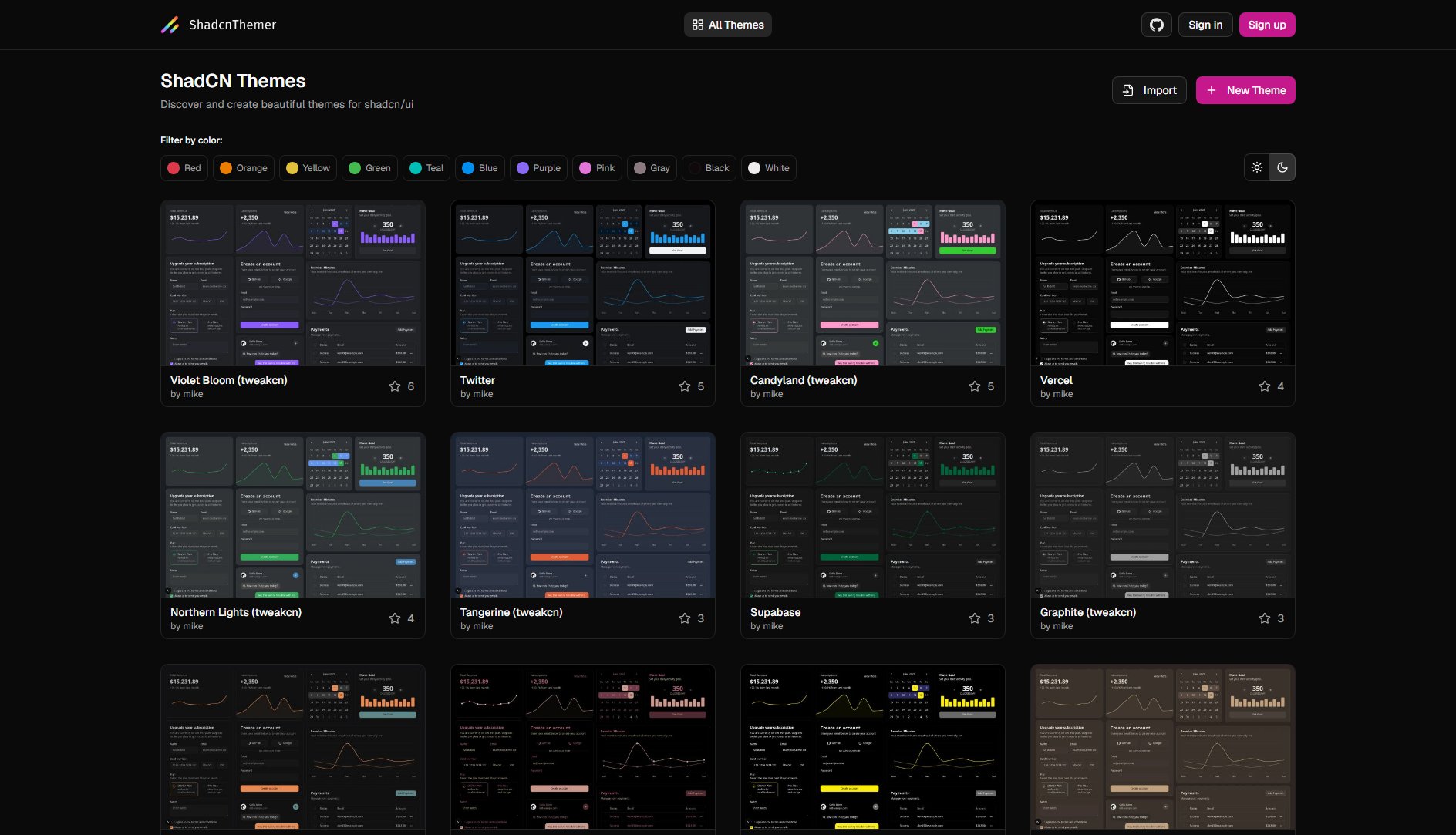 ShadCN Themes ShadCN Themes Interface & Screenshots ShadCN Themes ShadCN Themes Interface & Screenshots