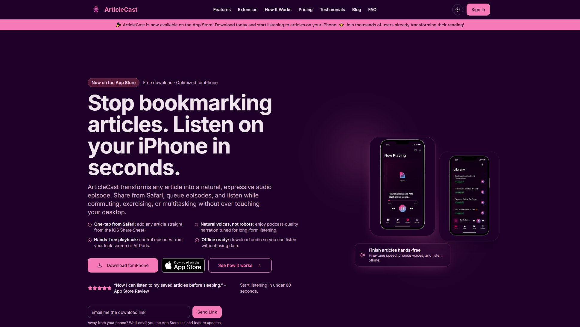 ArticleCast ArticleCast Interface & Screenshots