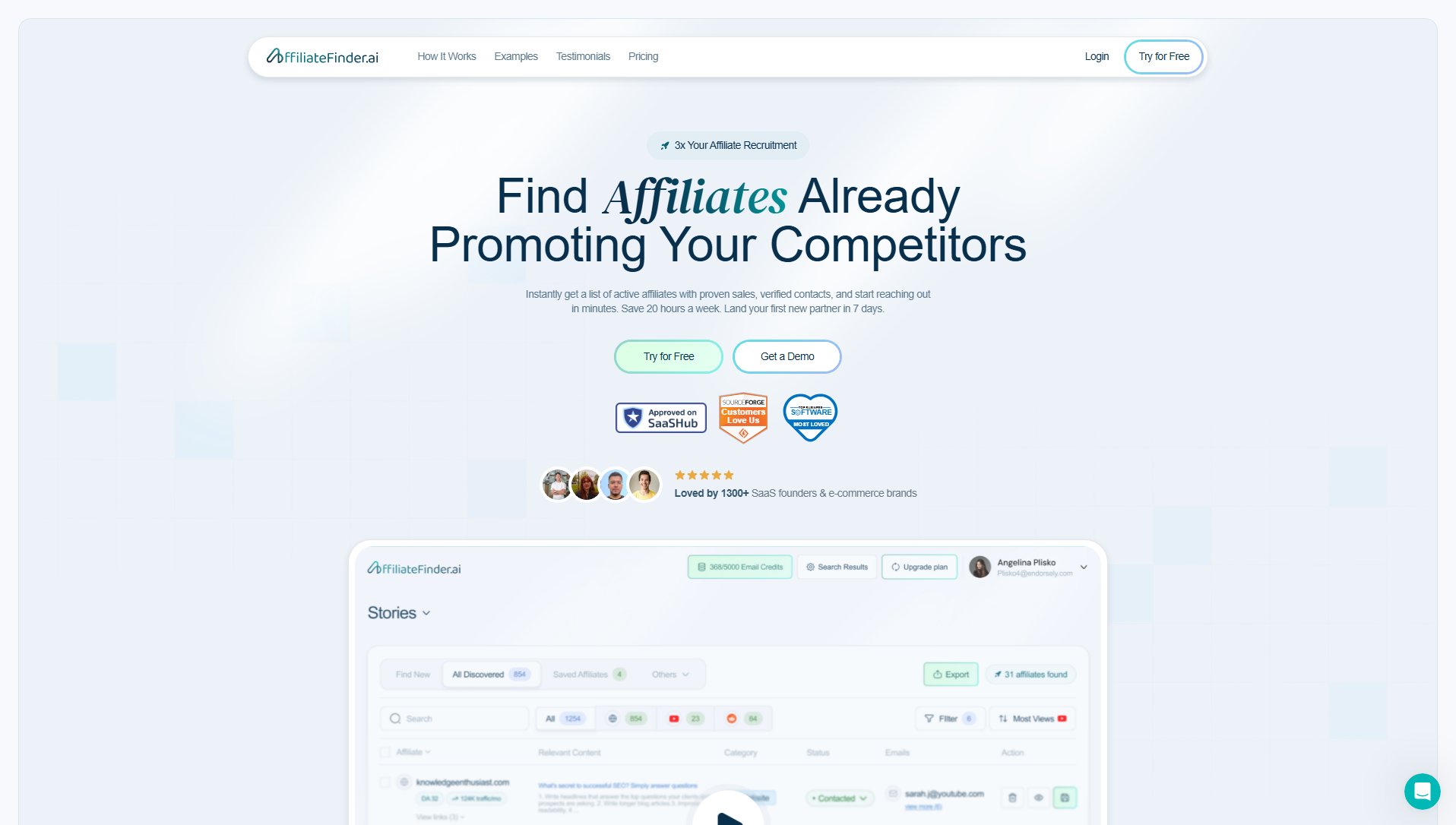 AffiliateFinder.ai AffiliateFinder.ai Interface & Screenshots AffiliateFinder.ai AffiliateFinder.ai Interface & Screenshots