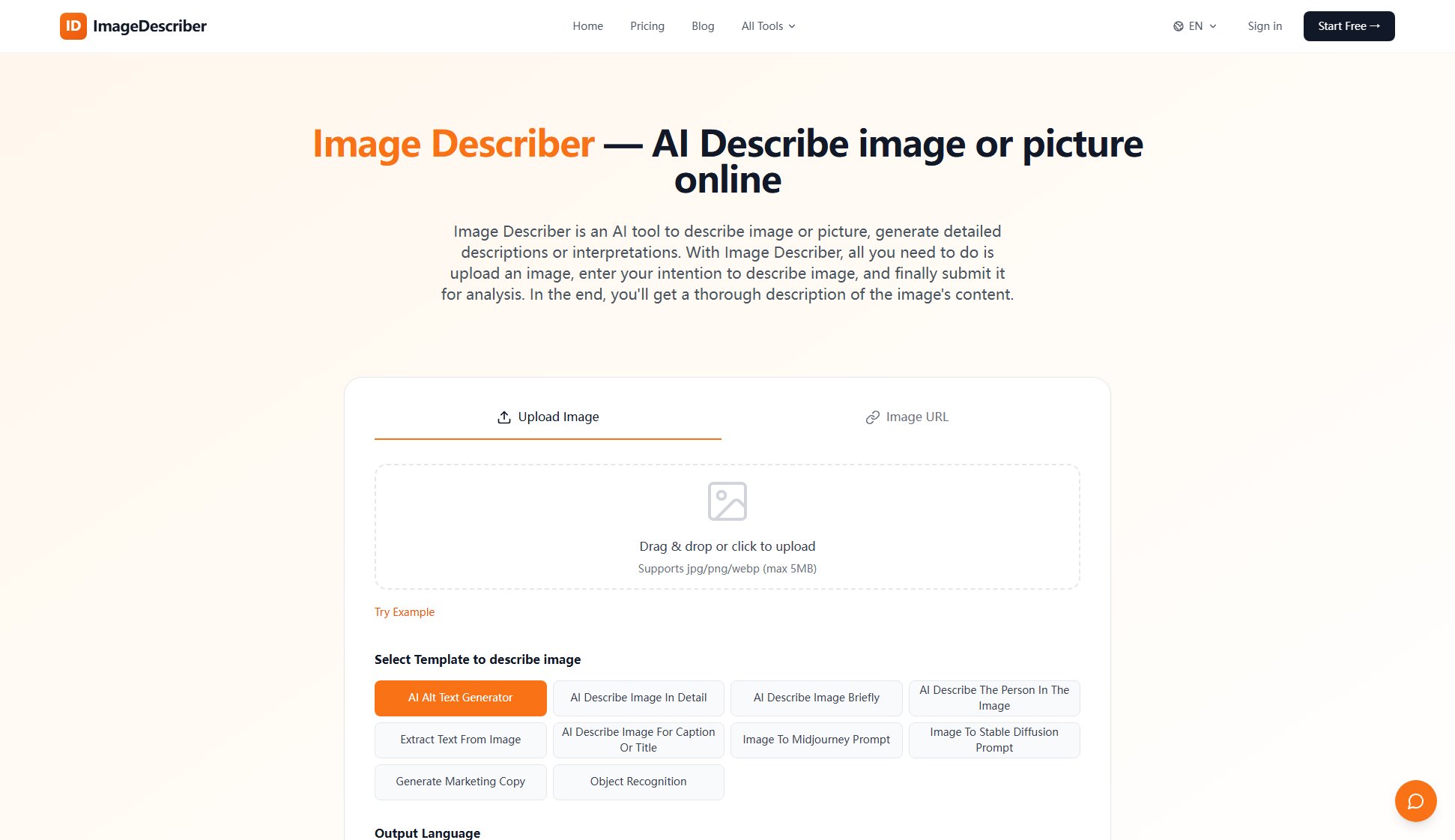 ImageDescriber ImageDescriber Interface & Screenshots