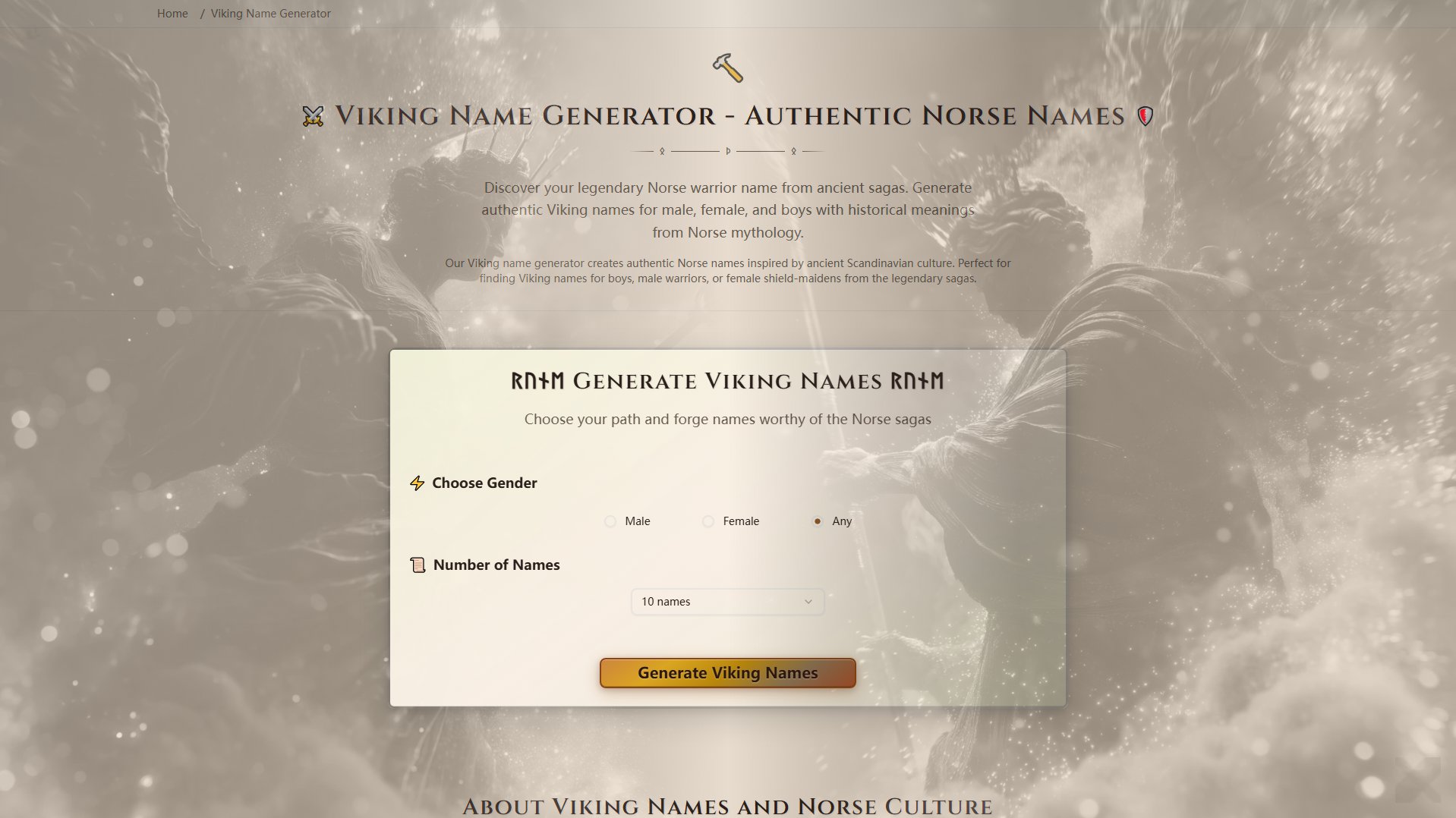Viking Name Generator Viking Name Generator Interface & Screenshots Viking Name Generator Viking Name Generator Interface & Screenshots