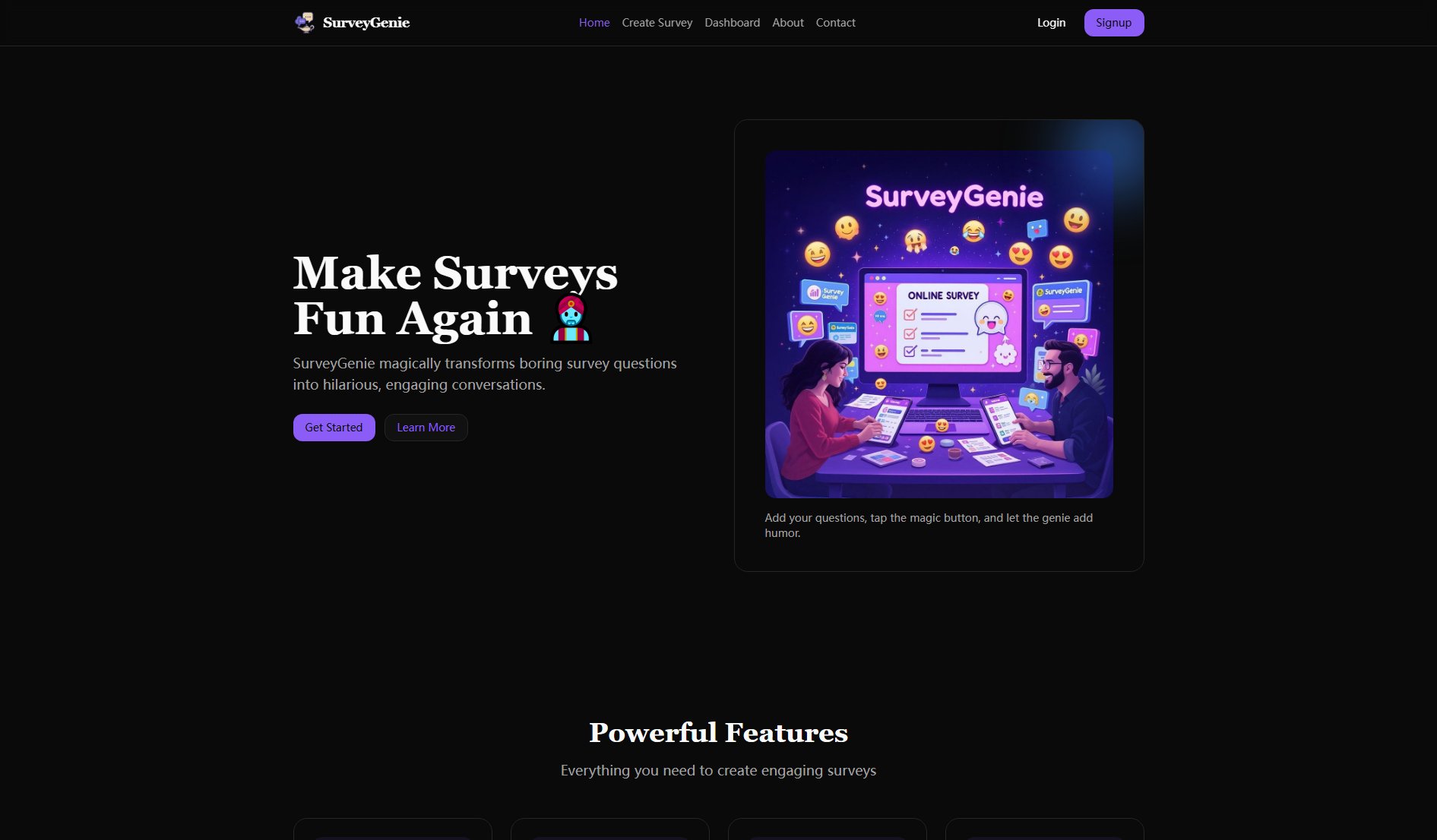 SurveyGenie SurveyGenie Interface & Screenshots SurveyGenie SurveyGenie Interface & Screenshots