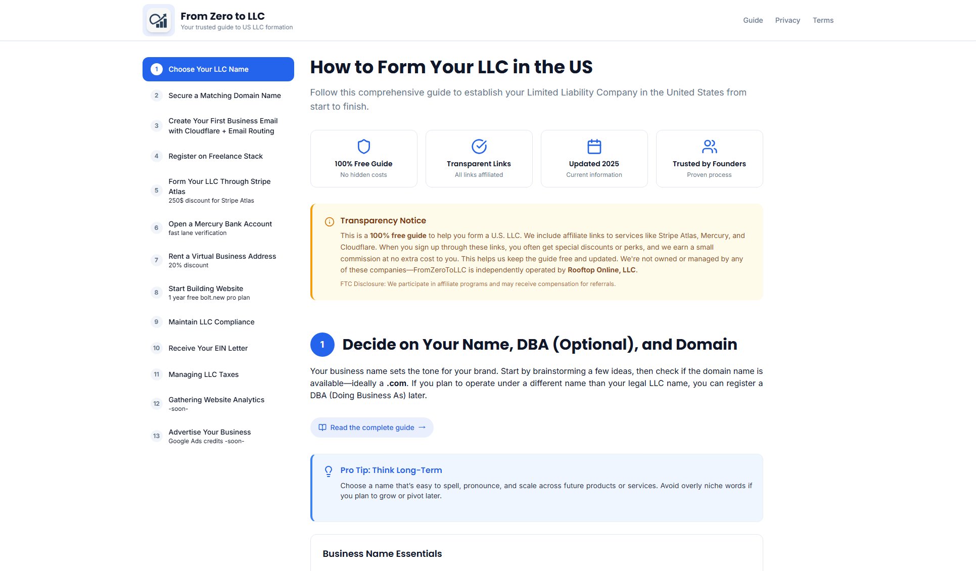 From Zero to LLC From Zero to LLC Interface & Screenshots From Zero to LLC From Zero to LLC Interface & Screenshots