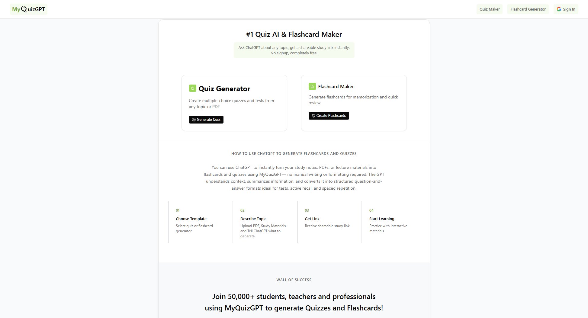 MyQuizGPT MyQuizGPT Interface & Screenshots MyQuizGPT MyQuizGPT Interface & Screenshots