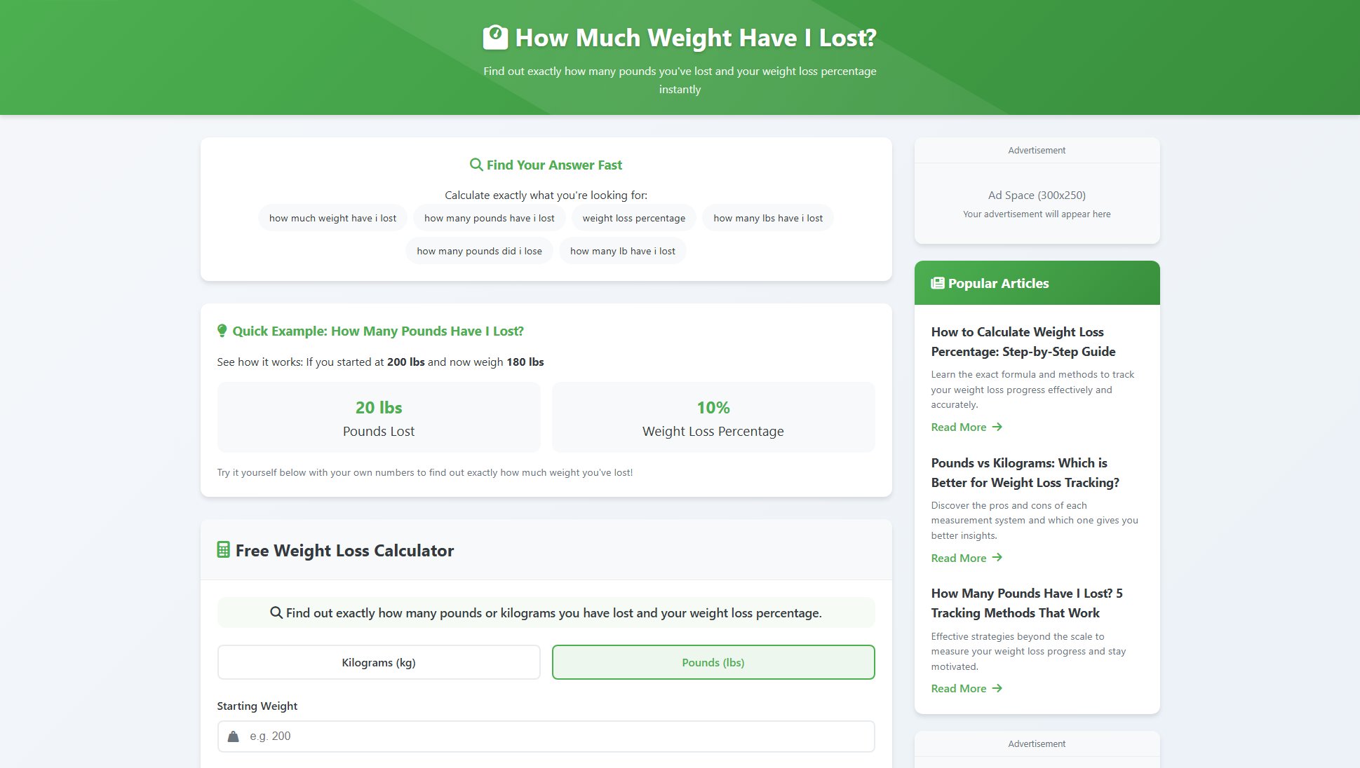 Weight Loss Percentage Calculator Weight Loss Percentage Calculator Interface & Screenshots Weight Loss Percentage Calculator Weight Loss Percentage Calculator Interface & Screenshots