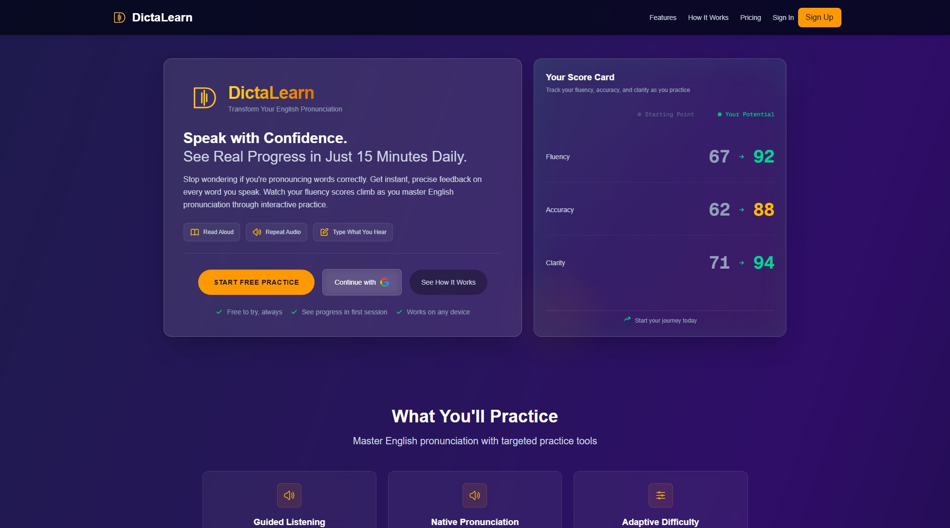 DictaLearn DictaLearn Interface & Screenshots