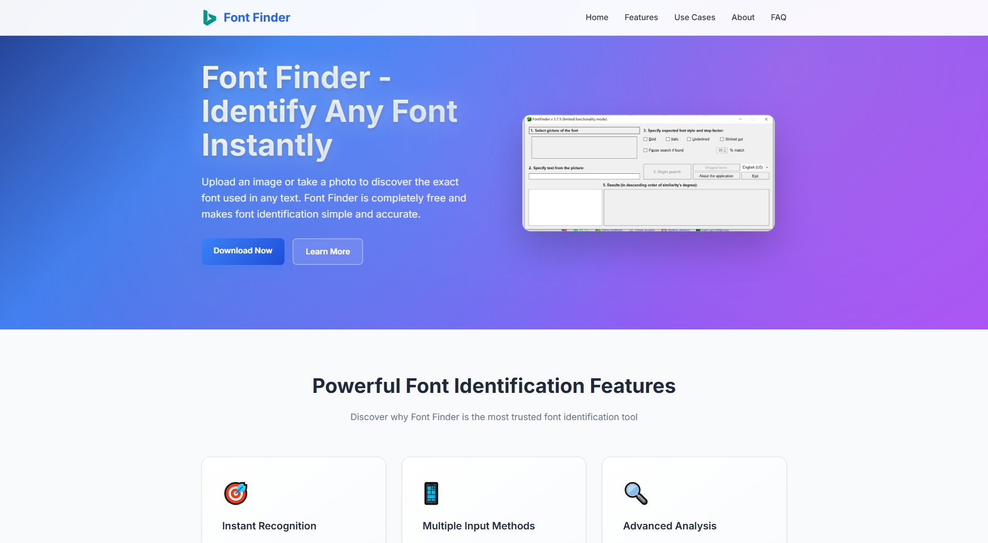 Font Finder Font Finder Interface & Screenshots
