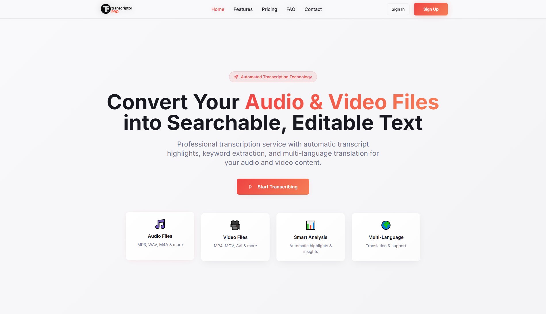 TranscriptorPro TranscriptorPro Interface & Screenshots TranscriptorPro TranscriptorPro Interface & Screenshots