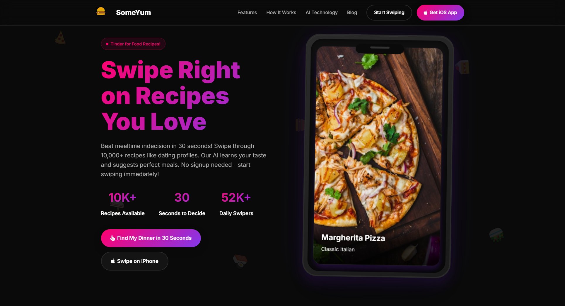 SomeYum: Recipe Swiper SomeYum: Recipe Swiper Interface & Screenshots SomeYum: Recipe Swiper SomeYum: Recipe Swiper Interface & Screenshots