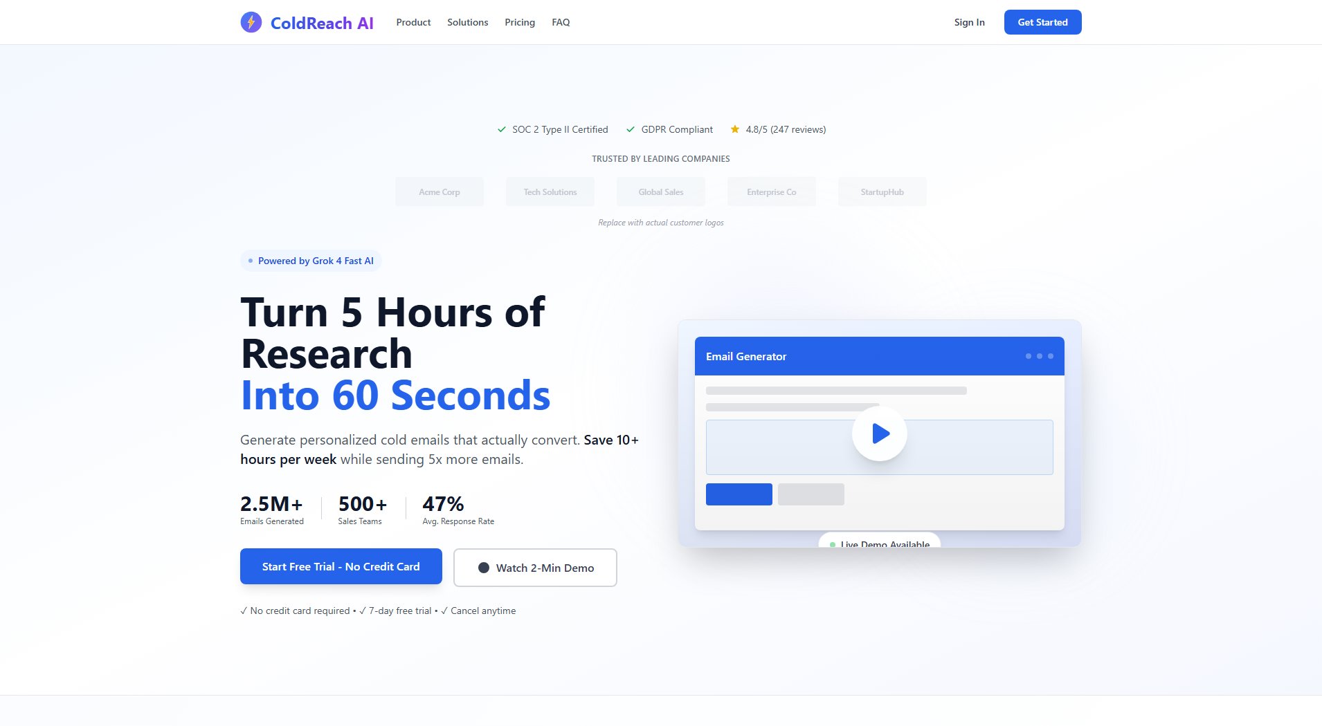 ColdReach AI ColdReach AI Interface & Screenshots ColdReach AI ColdReach AI Interface & Screenshots