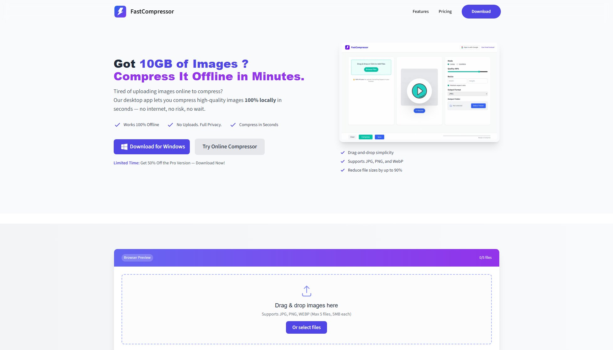FastCompressor FastCompressor Interface & Screenshots