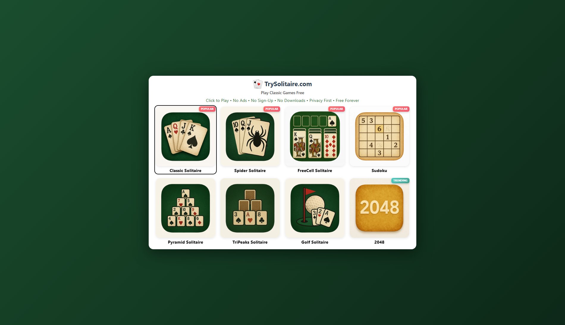TrySolitaire TrySolitaire Interface & Screenshots TrySolitaire TrySolitaire Interface & Screenshots