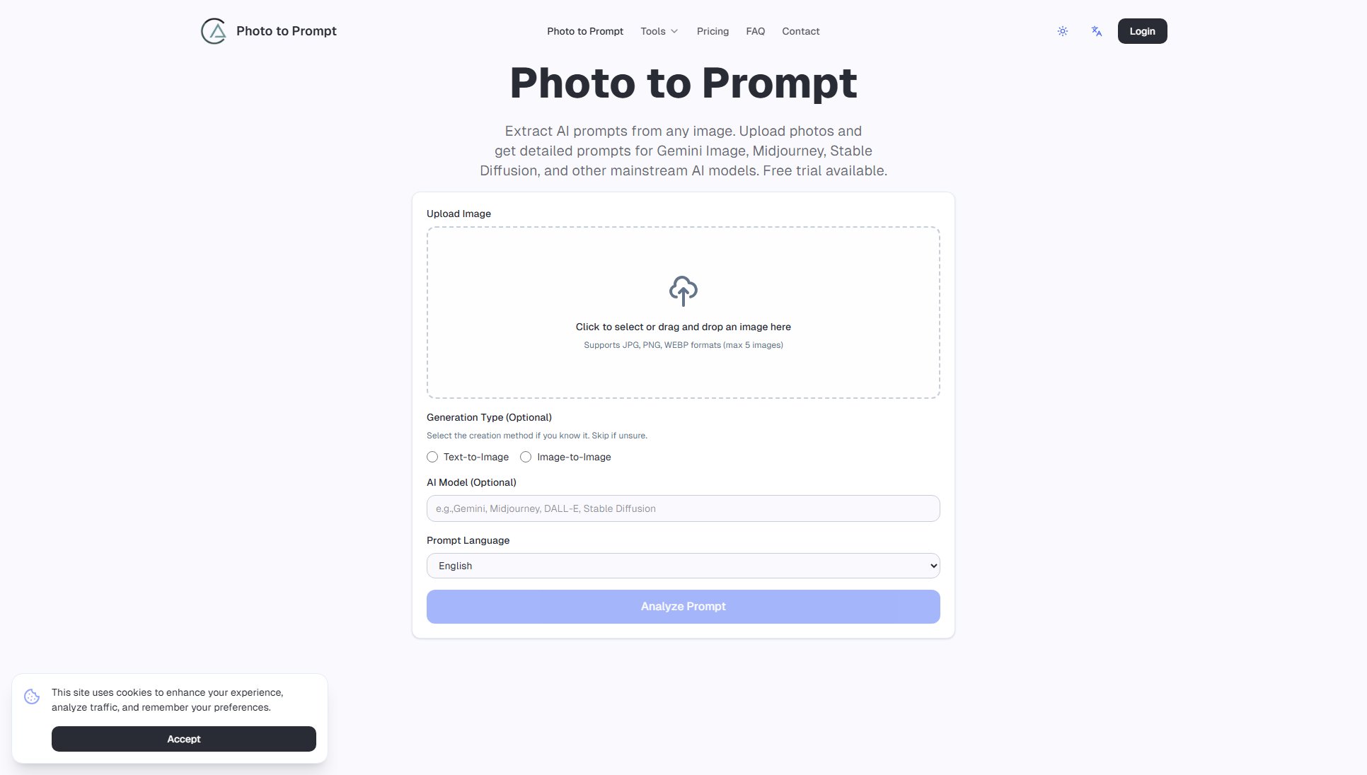 Photo to Prompt Photo to Prompt Interface & Screenshots