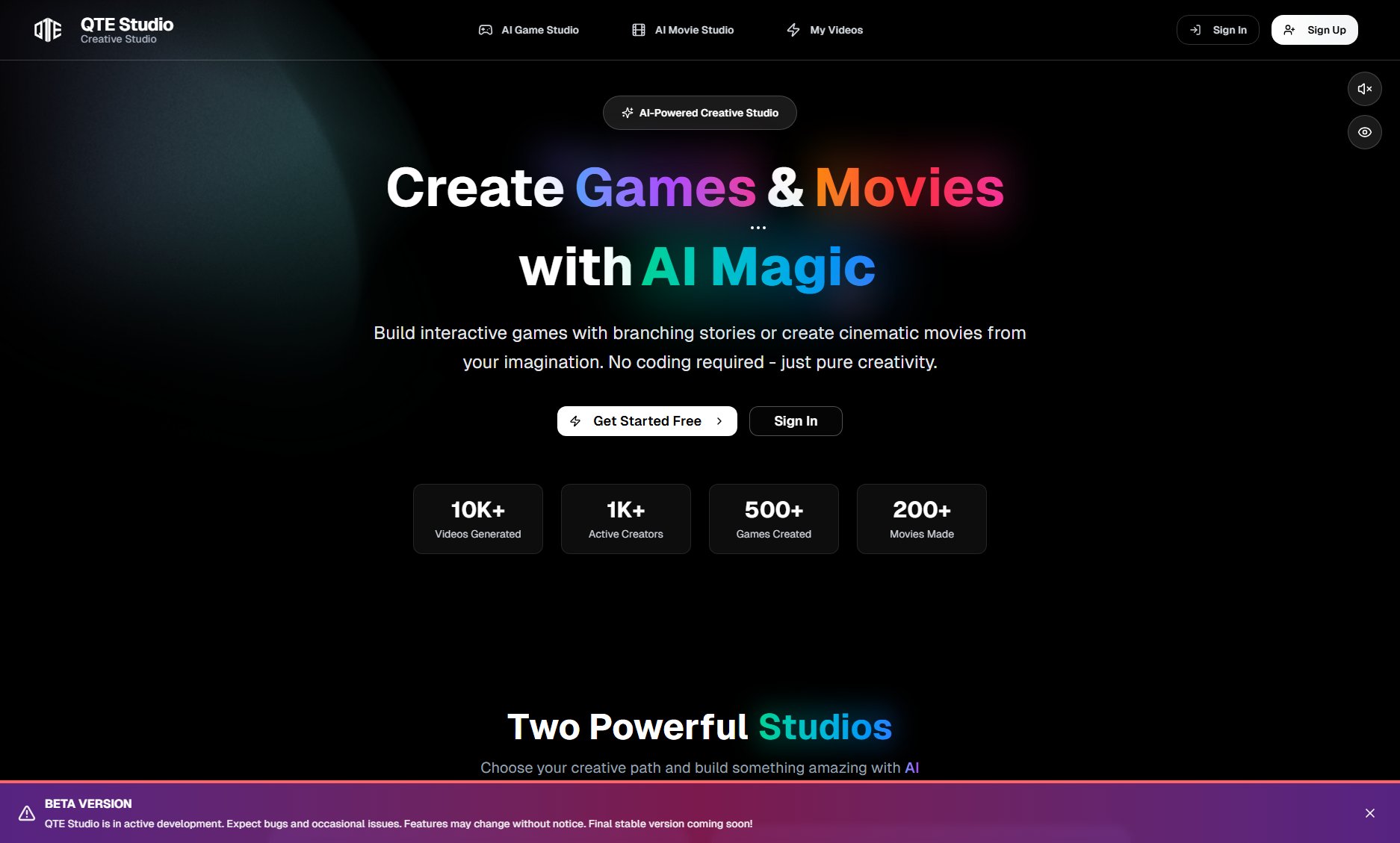 QTE Studio QTE Studio Interface & Screenshots