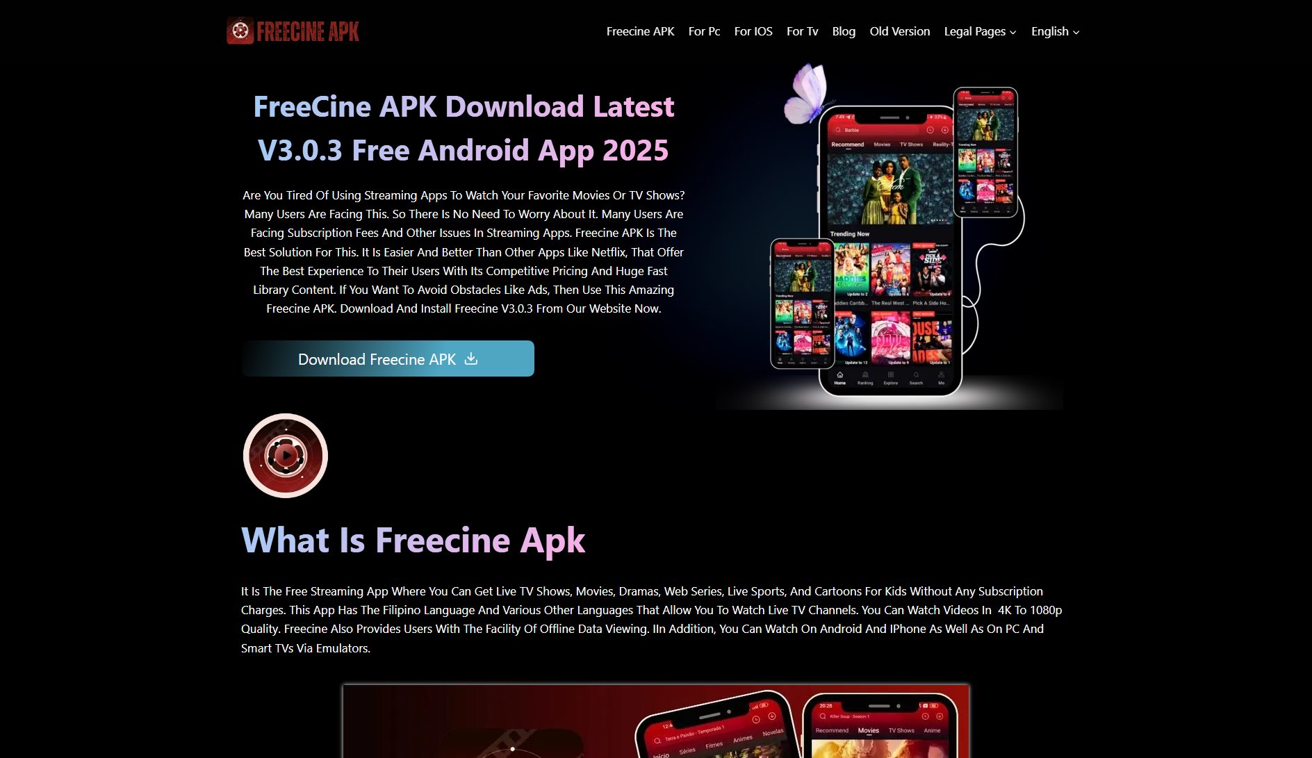 FreeCine APK FreeCine APK Interface & Screenshots