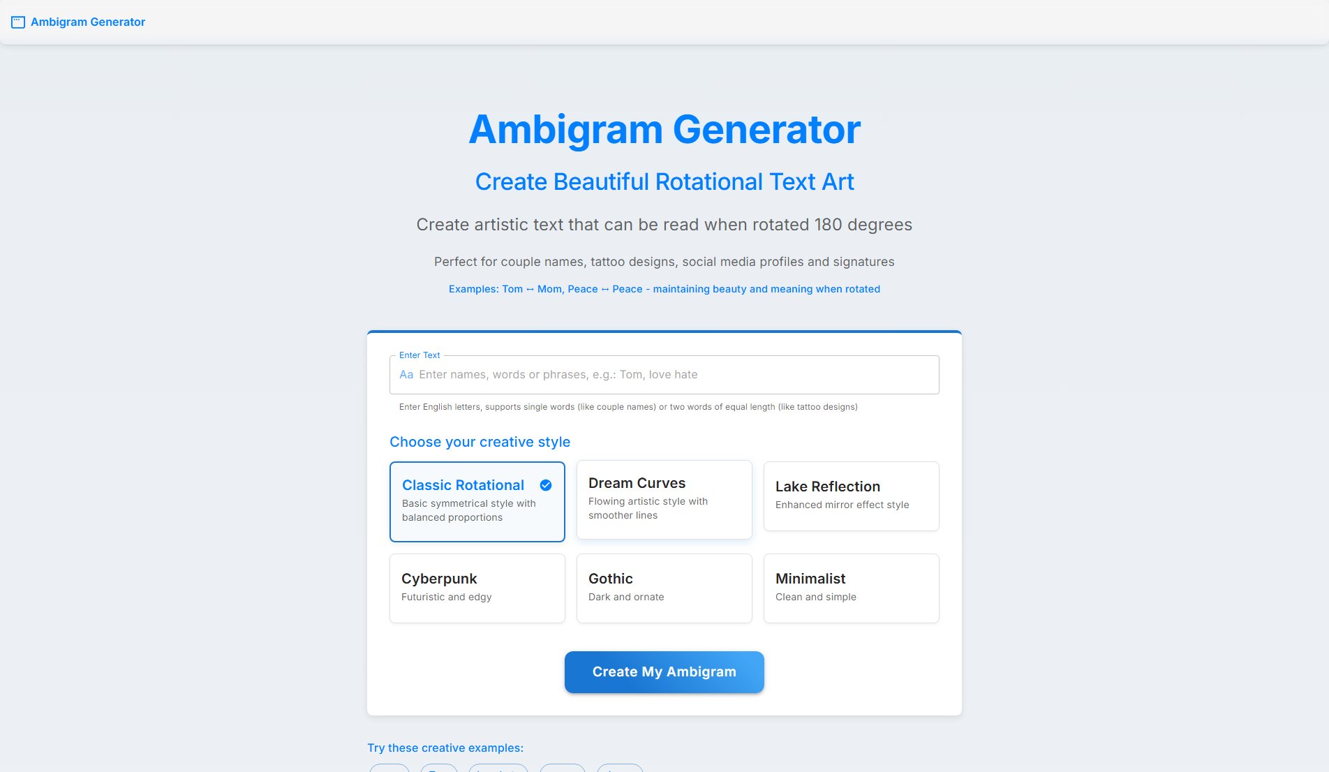 Free Ambigram Generator Free Ambigram Generator Interface & Screenshots