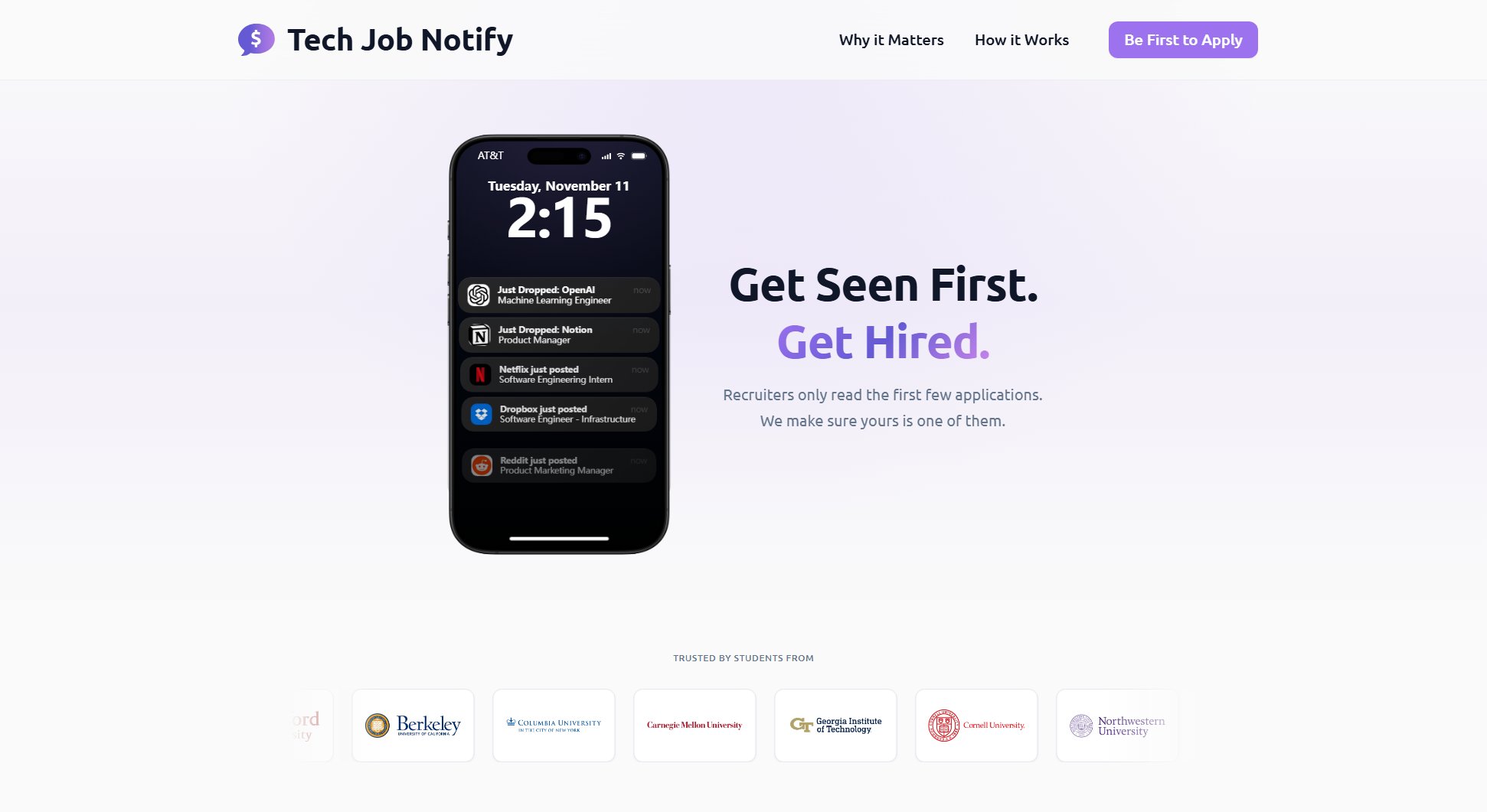 Tech Job Notify Tech Job Notify Interface & Screenshots