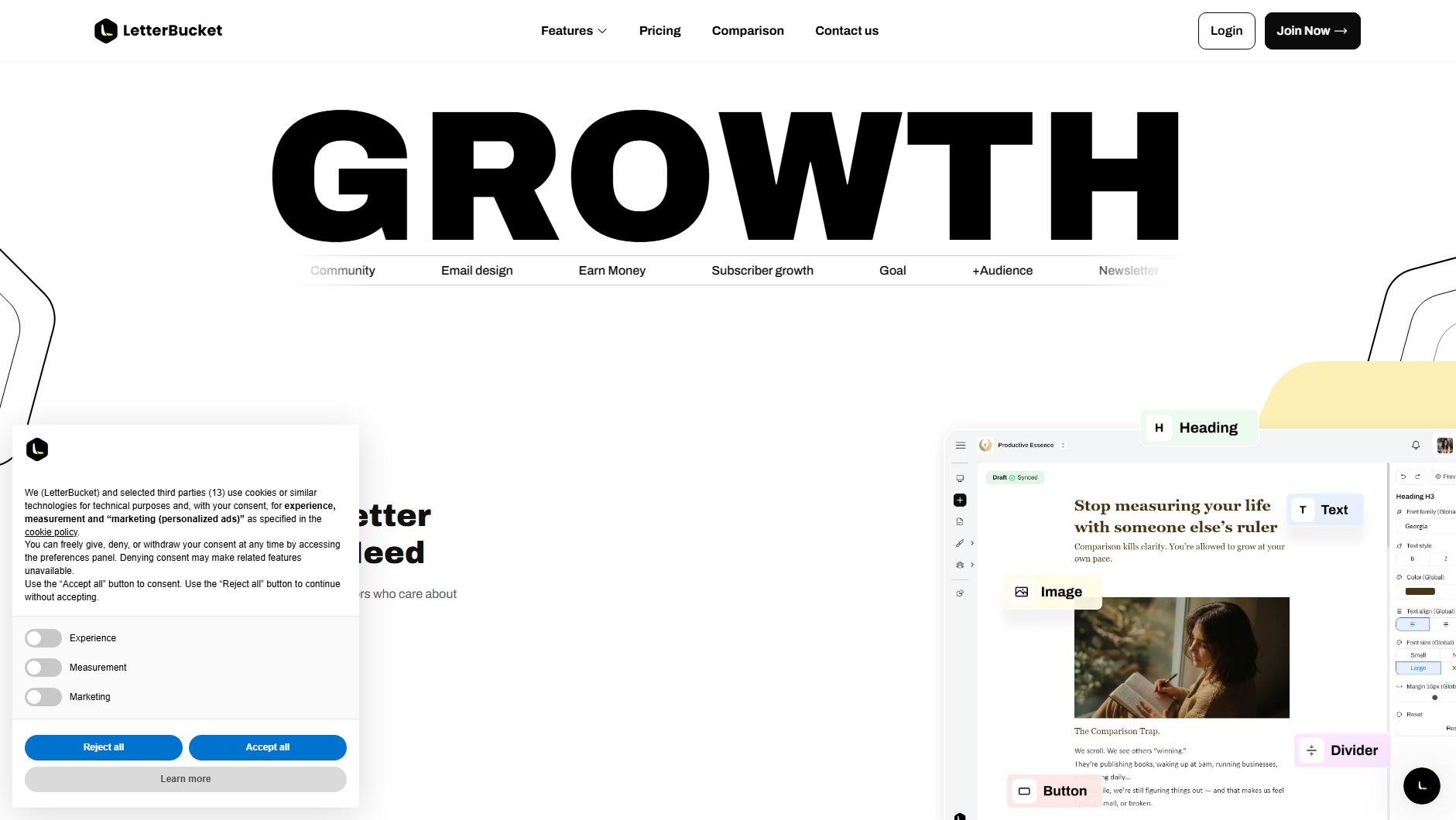 LetterBucket LetterBucket Interface & Screenshots