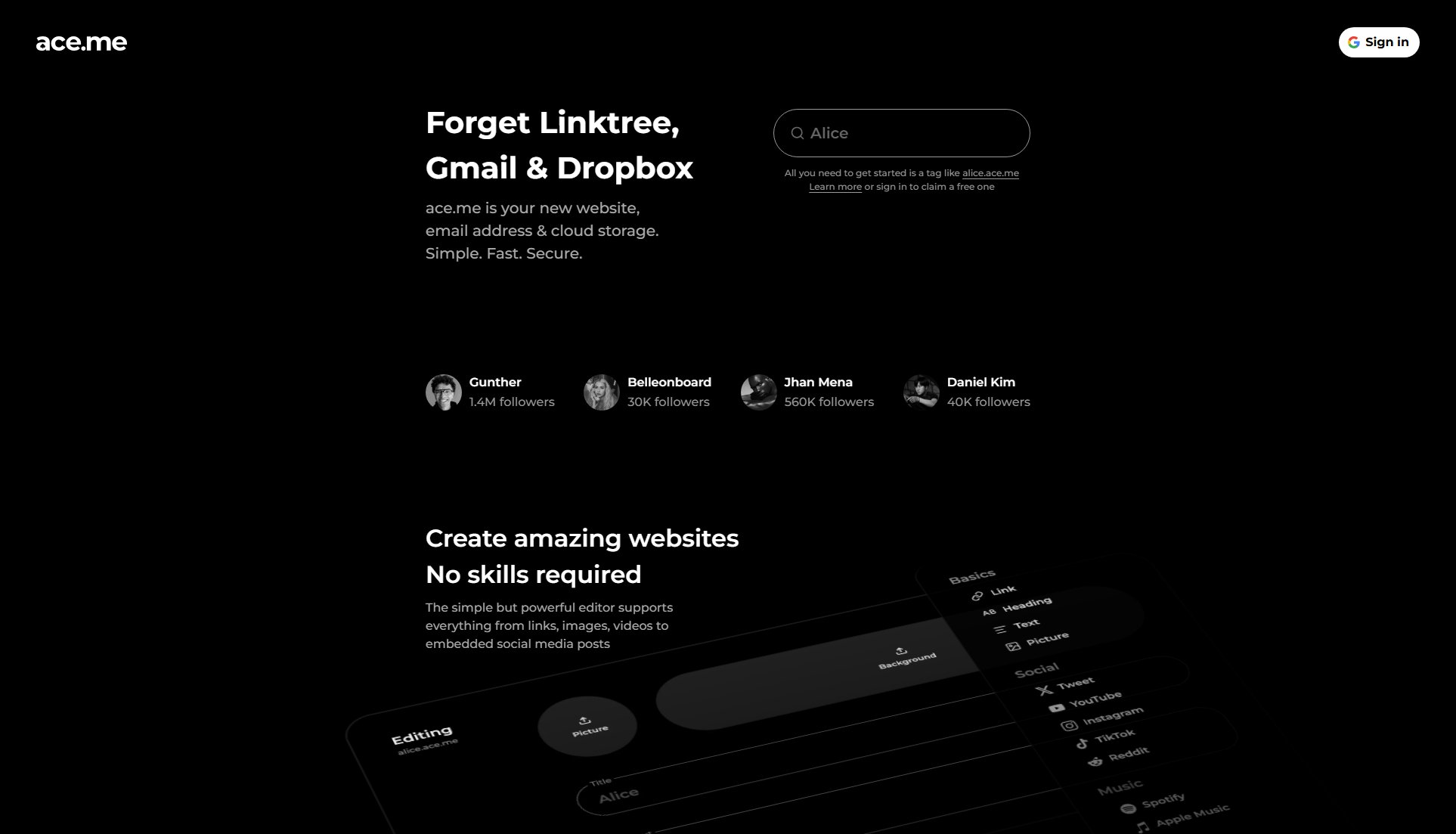 ace.me ace.me Interface & Screenshots ace.me ace.me Interface & Screenshots