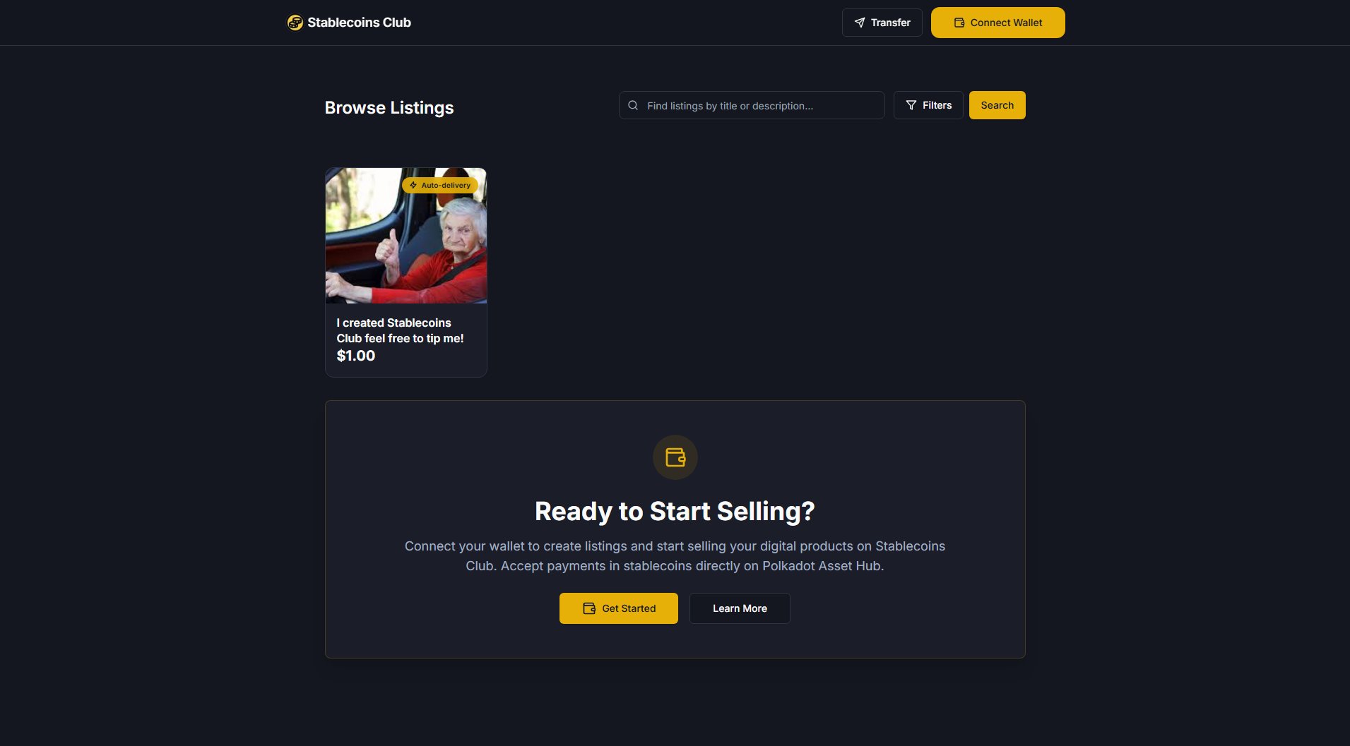 Stablecoins Club Stablecoins Club Interface & Screenshots