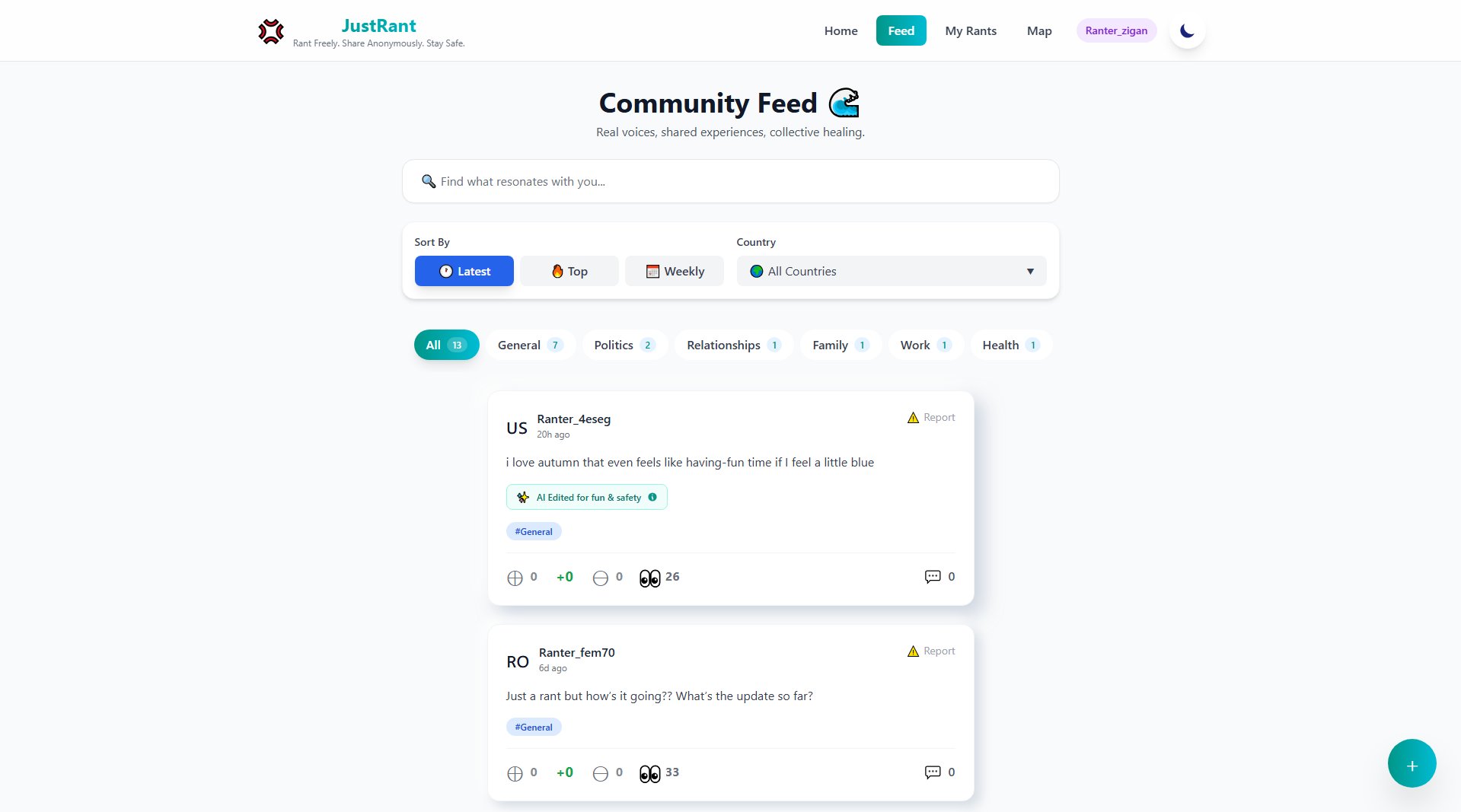 JustRant JustRant Interface & Screenshots JustRant JustRant Interface & Screenshots
